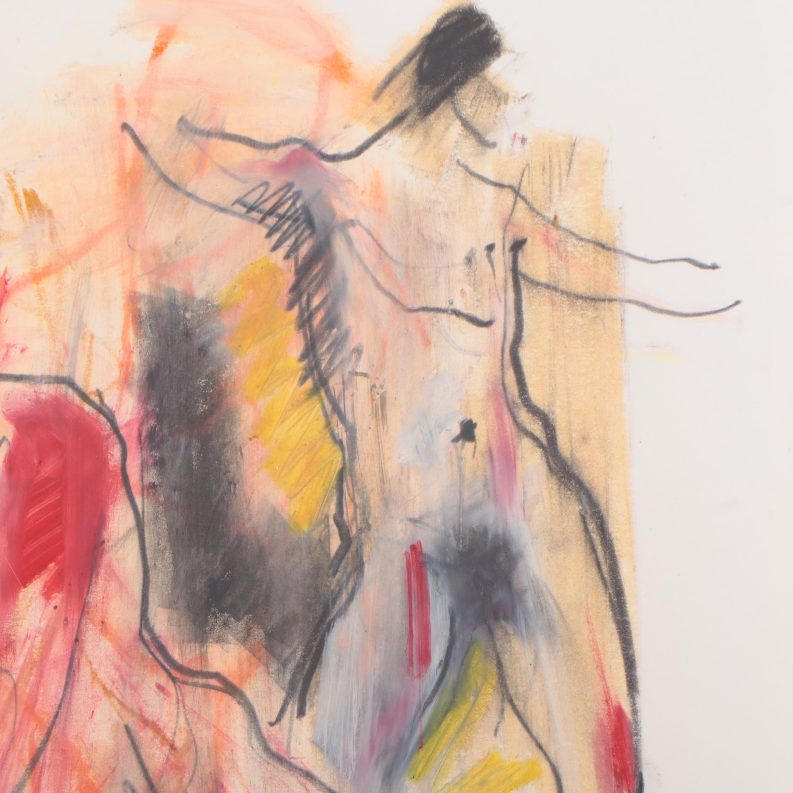 Jack Meanwell Expressionist Pastel Figure Drawing