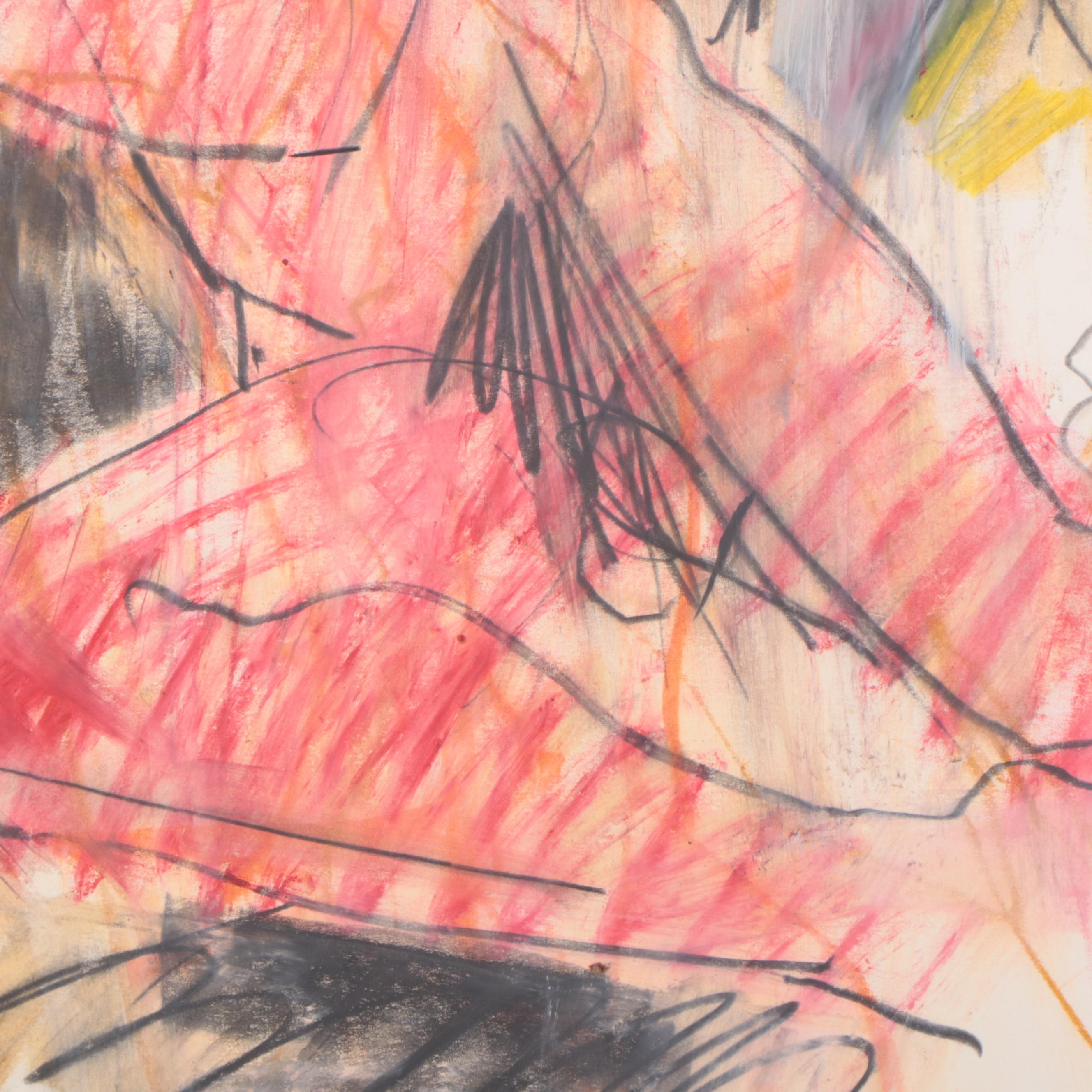 Jack Meanwell Expressionist Pastel Figure Drawing