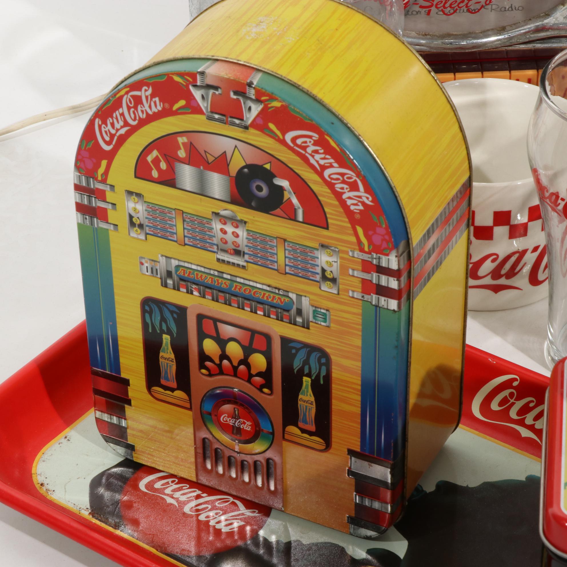 Coca-Cola Themed Crosley Collector's Edition Radio, Tray, Signs and More