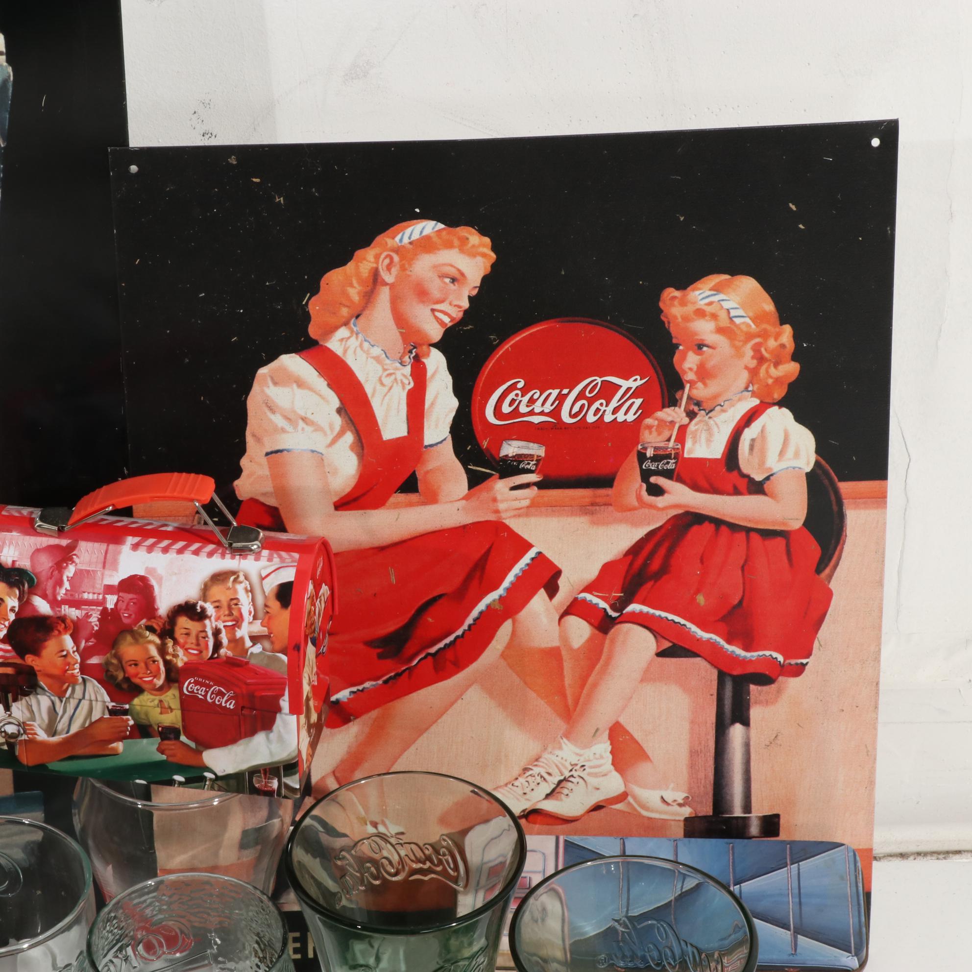 Coca-Cola Themed Crosley Collector's Edition Radio, Tray, Signs and More