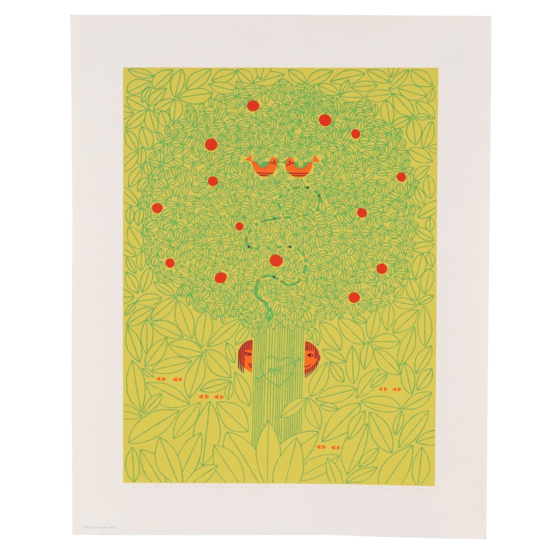 Edie Harper Serigraph "Adam and Ms. Eve," 1978
