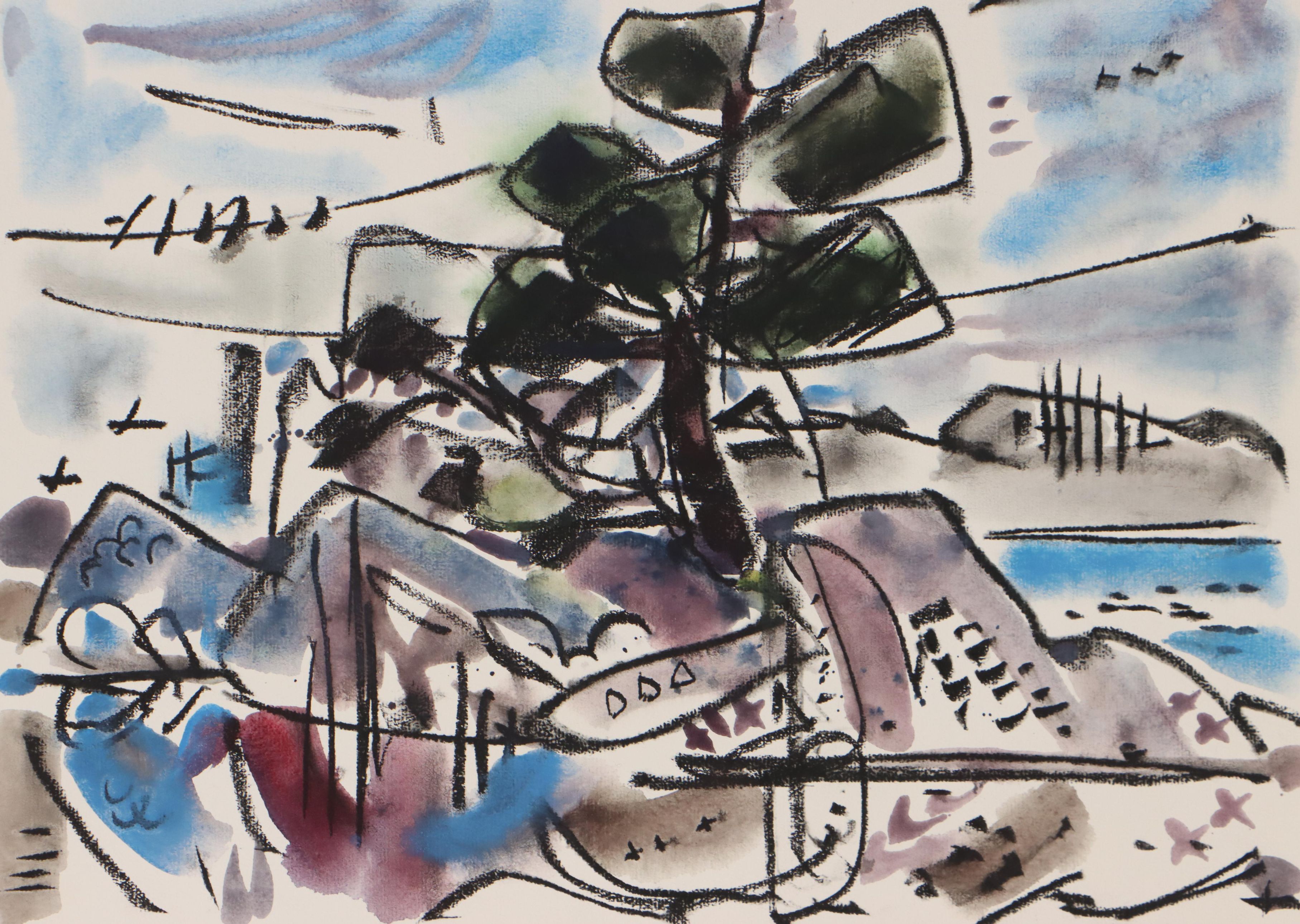 Jack Meanwell Landscape Mixed Media Painting