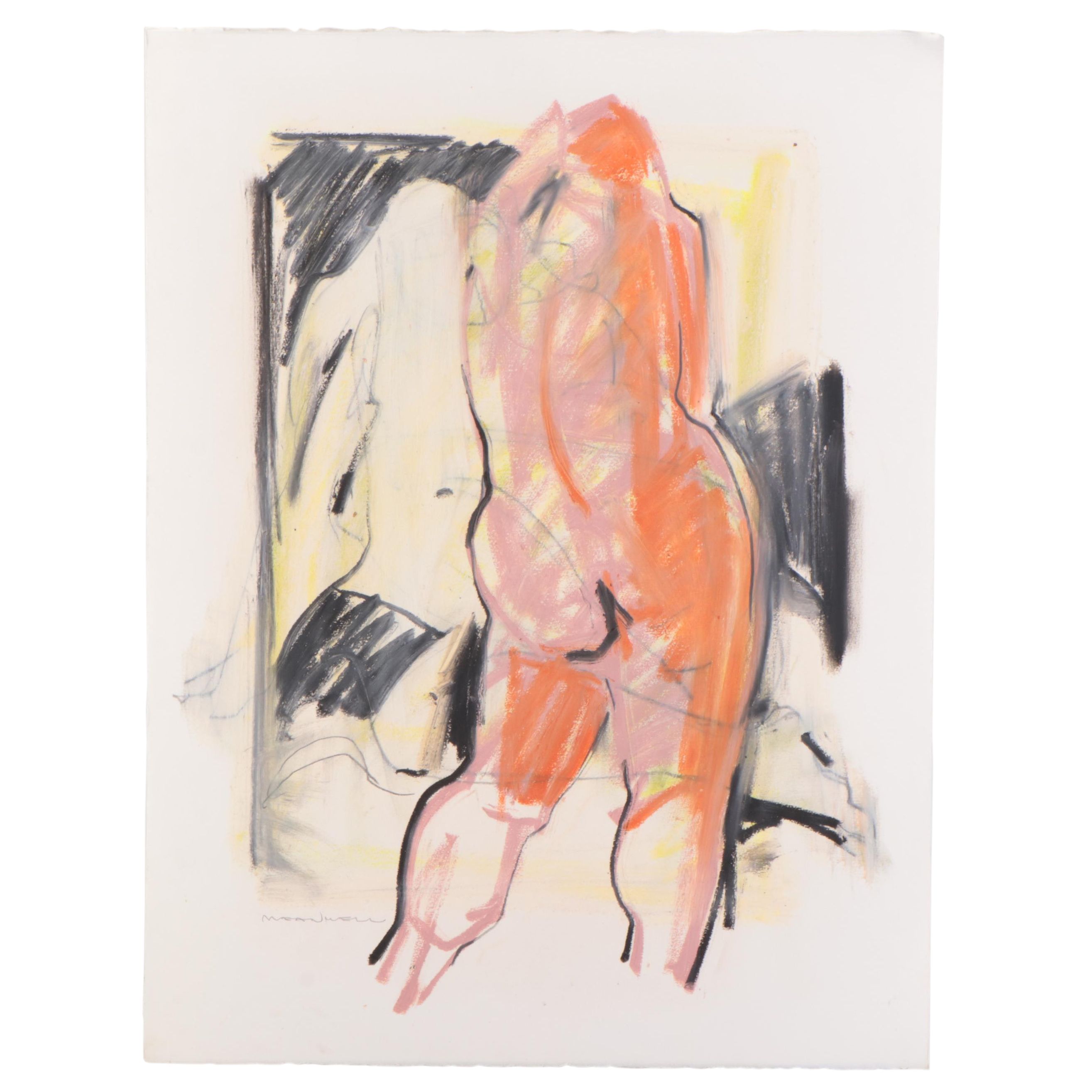 Jack Meanwell Expressionist Pastel Figure Drawing