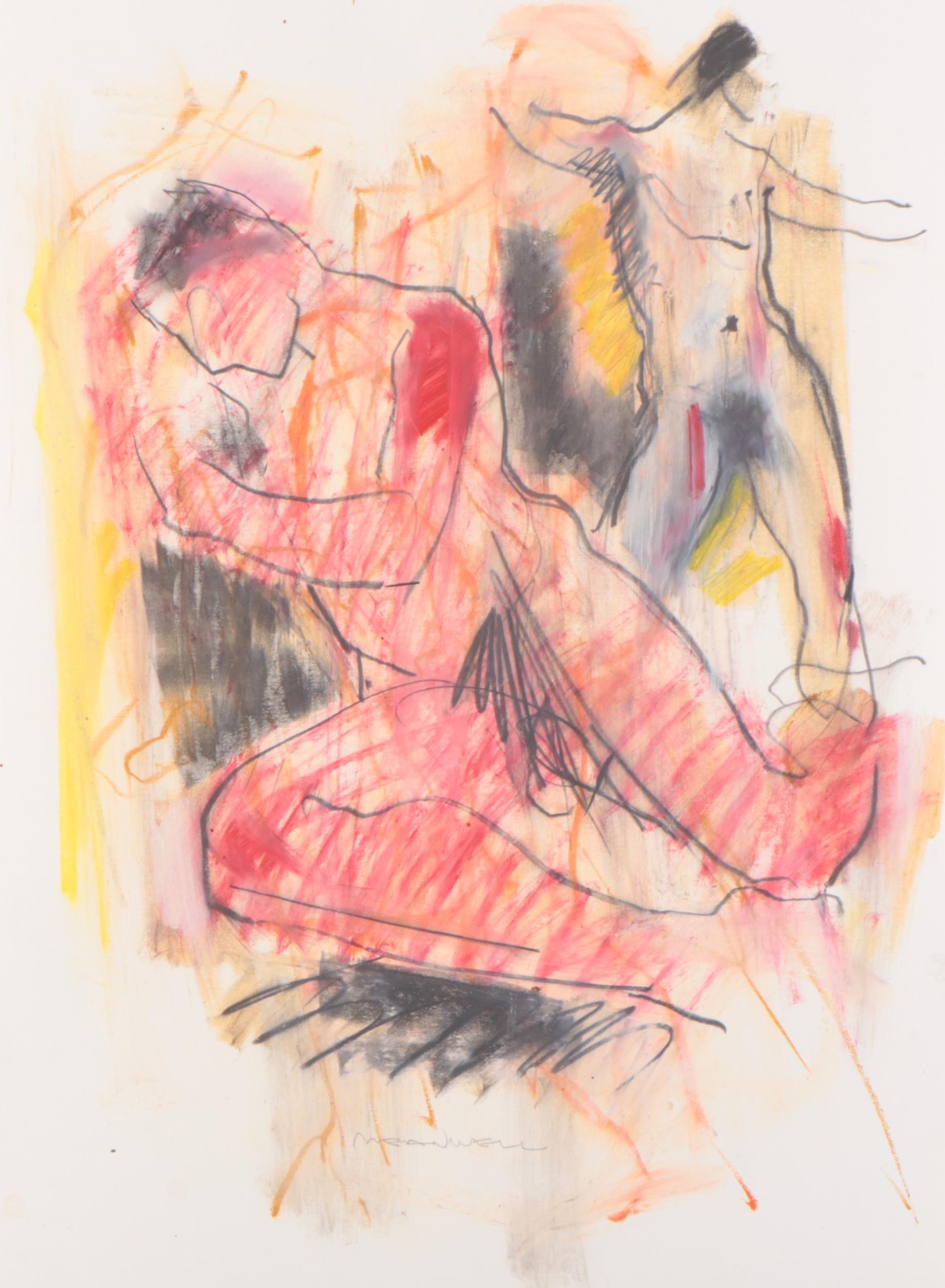 Jack Meanwell Expressionist Pastel Figure Drawing