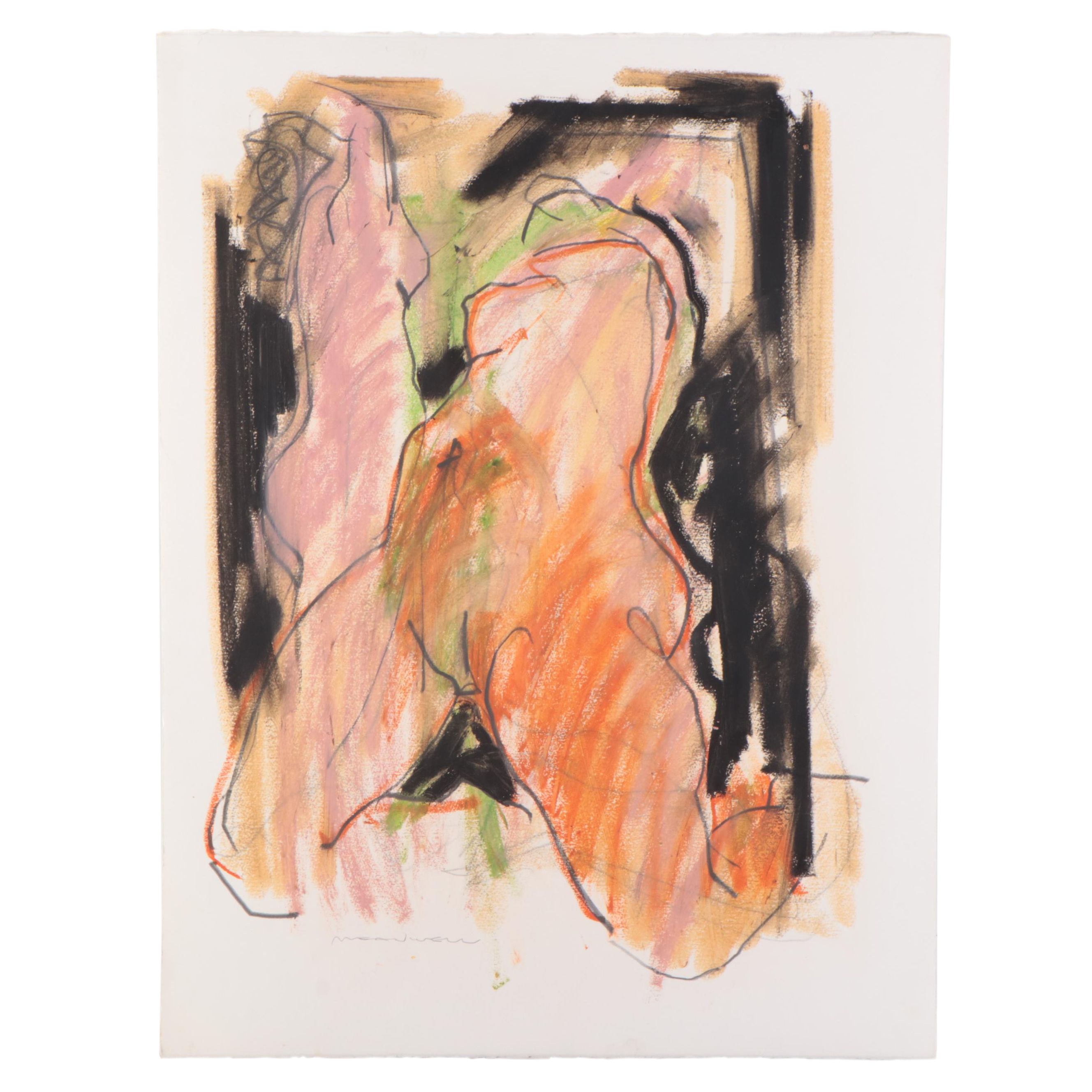 Jack Meanwell Expressionist Pastel Drawing