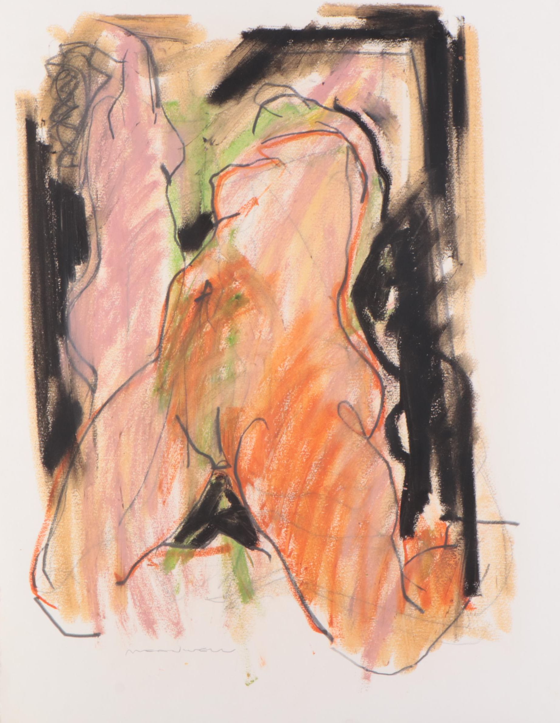 Jack Meanwell Expressionist Pastel Drawing