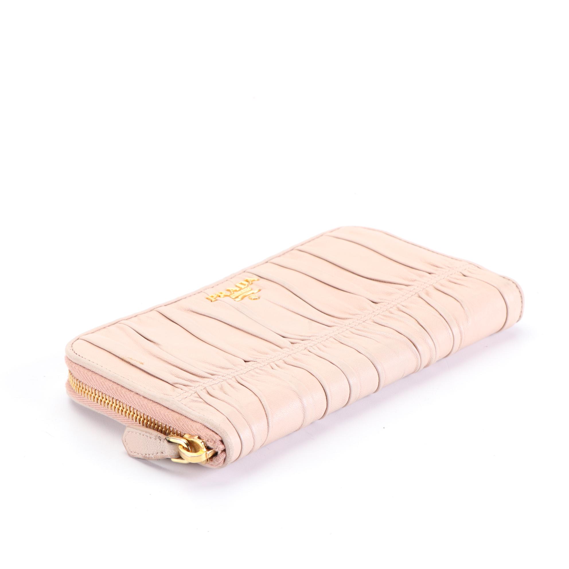 Prada Gauffre Leather Zip Wallet