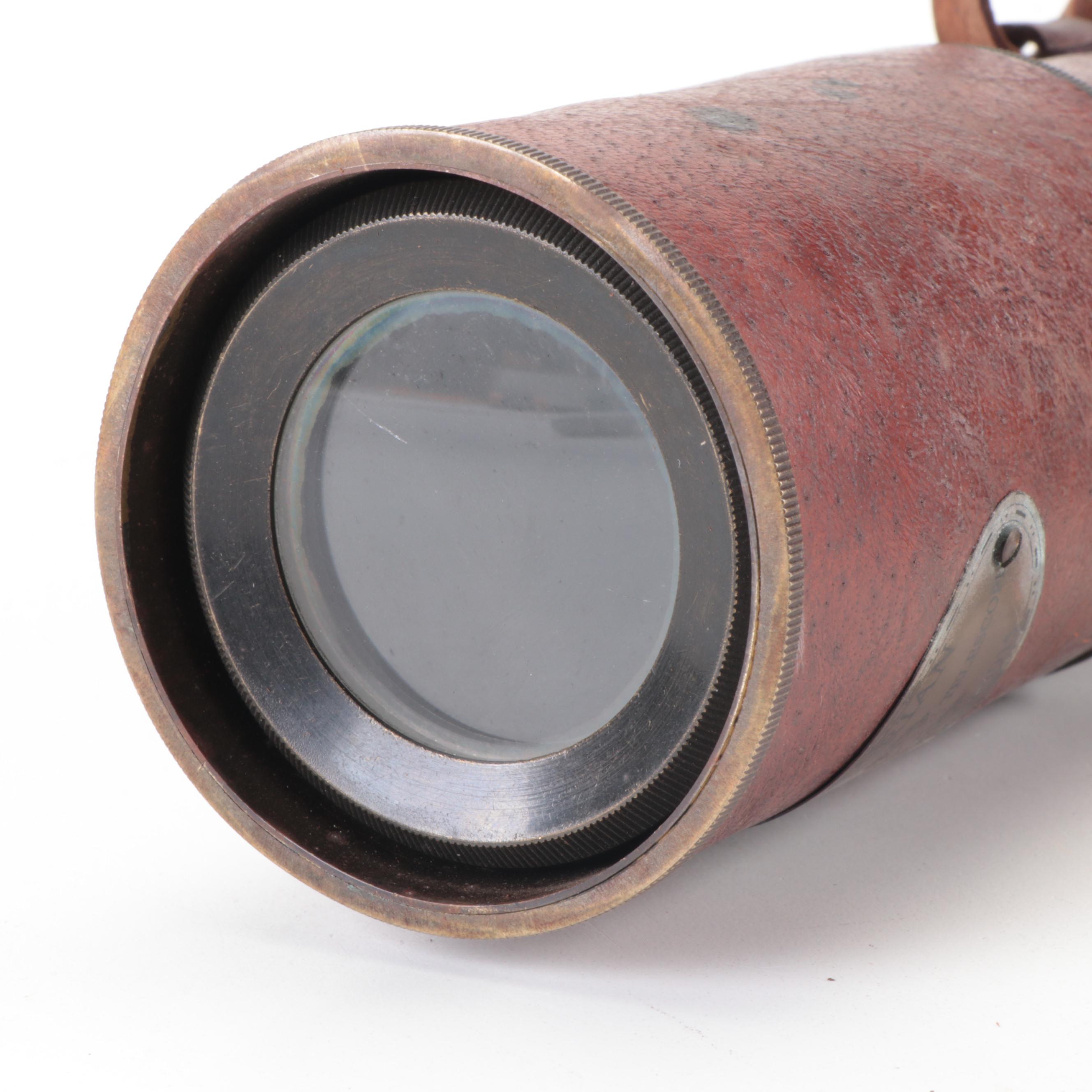 W. Ottway & Co Marine Leather-Bound Collapsing Telescope, Early 20th Century