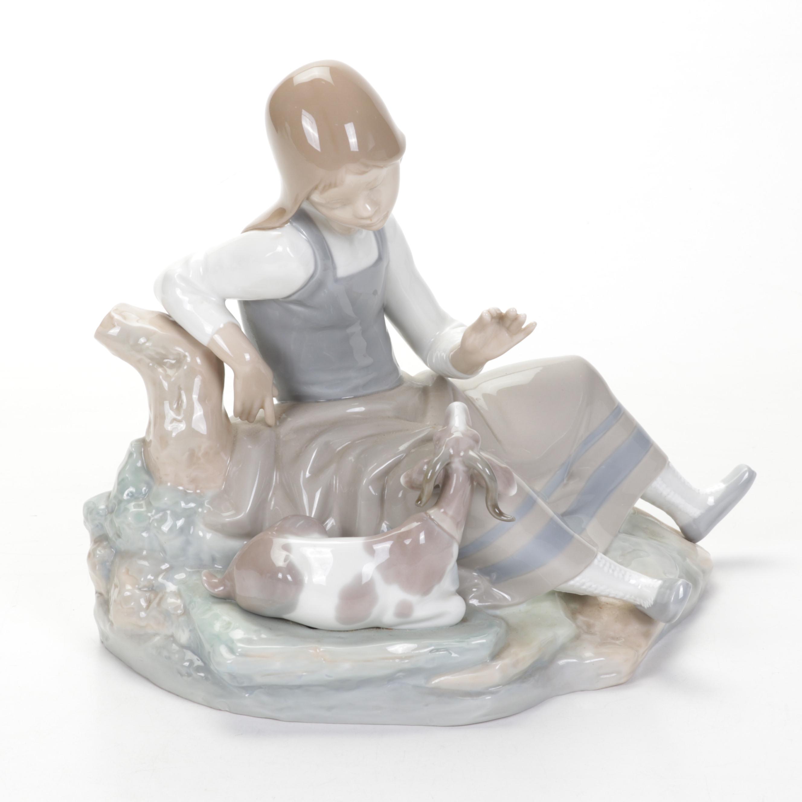 Lladro "Girl With Goat" Porcelain Figurine