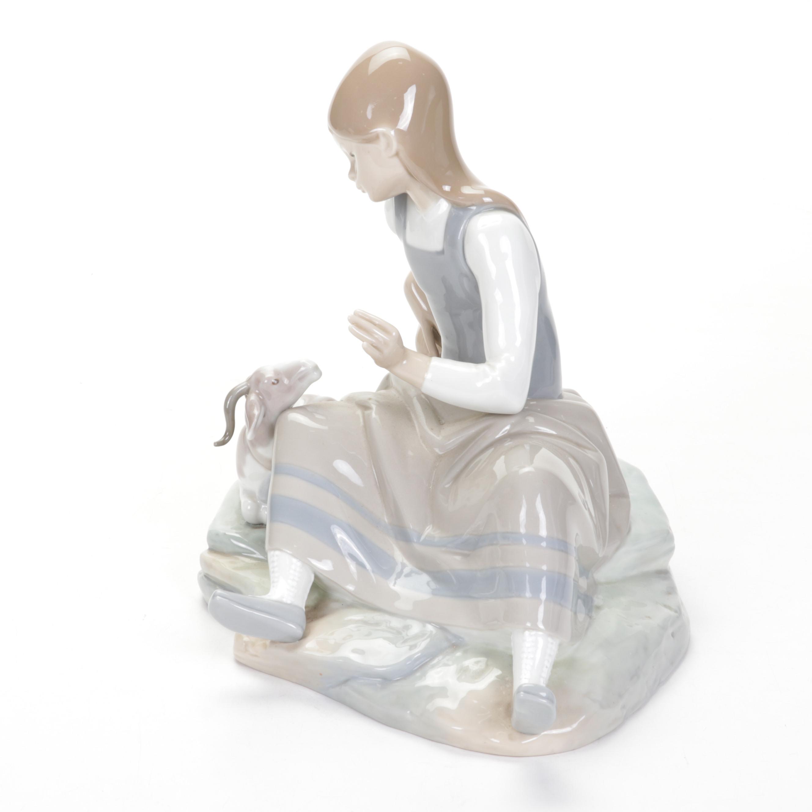 Lladro "Girl With Goat" Porcelain Figurine