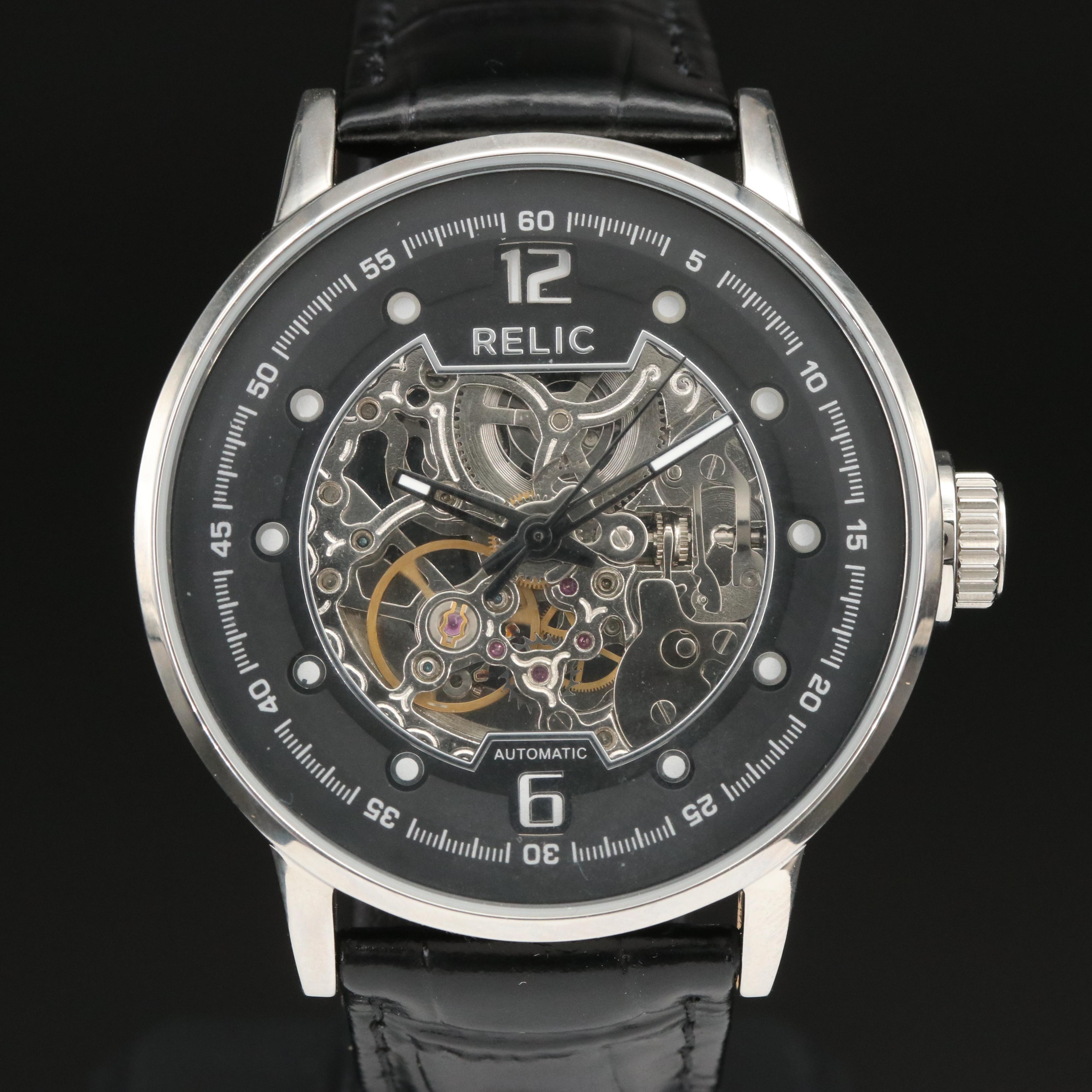 Relic by Fossil Damon Skeleton Dial Stainless Steel Watch