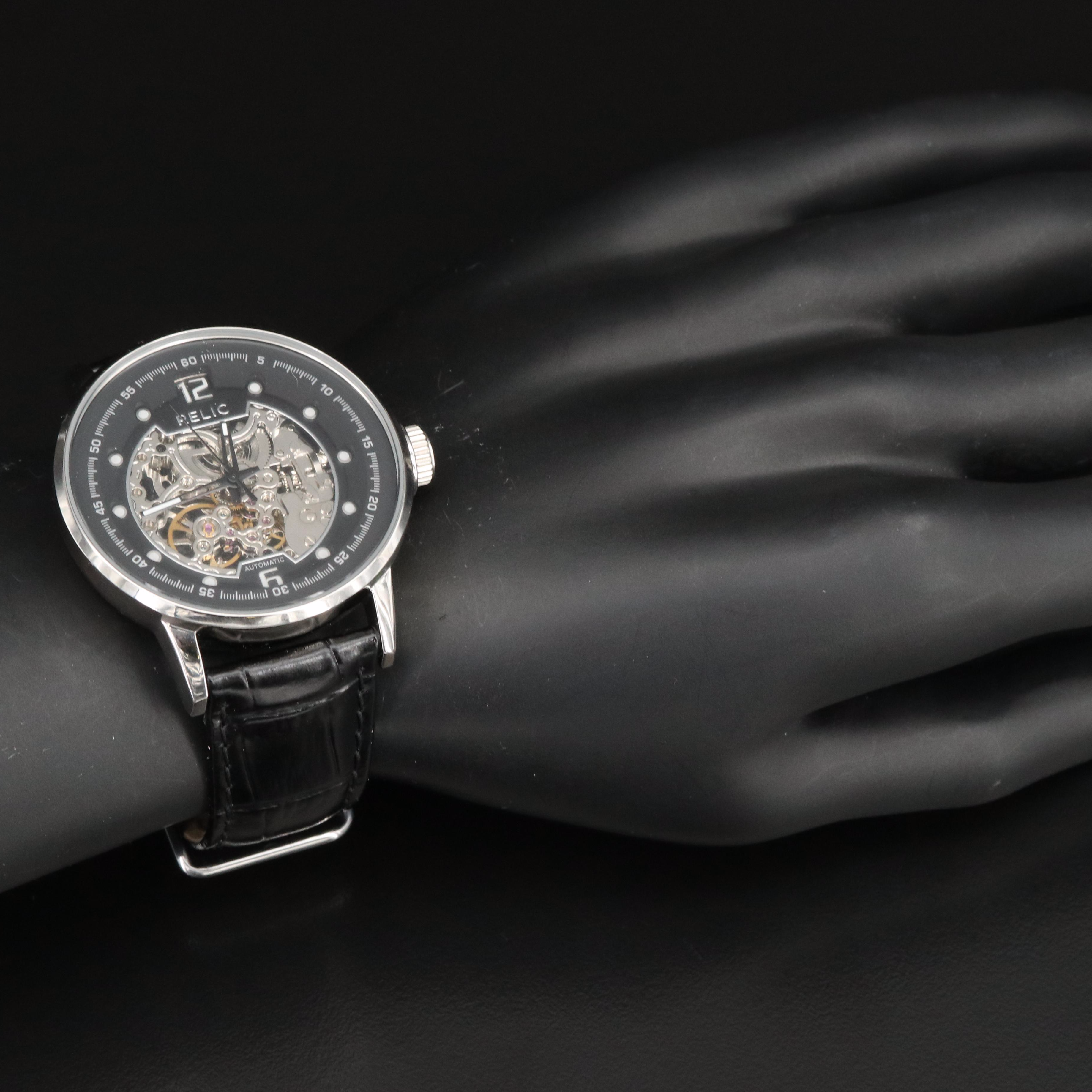 Relic by Fossil Damon Skeleton Dial Stainless Steel Watch