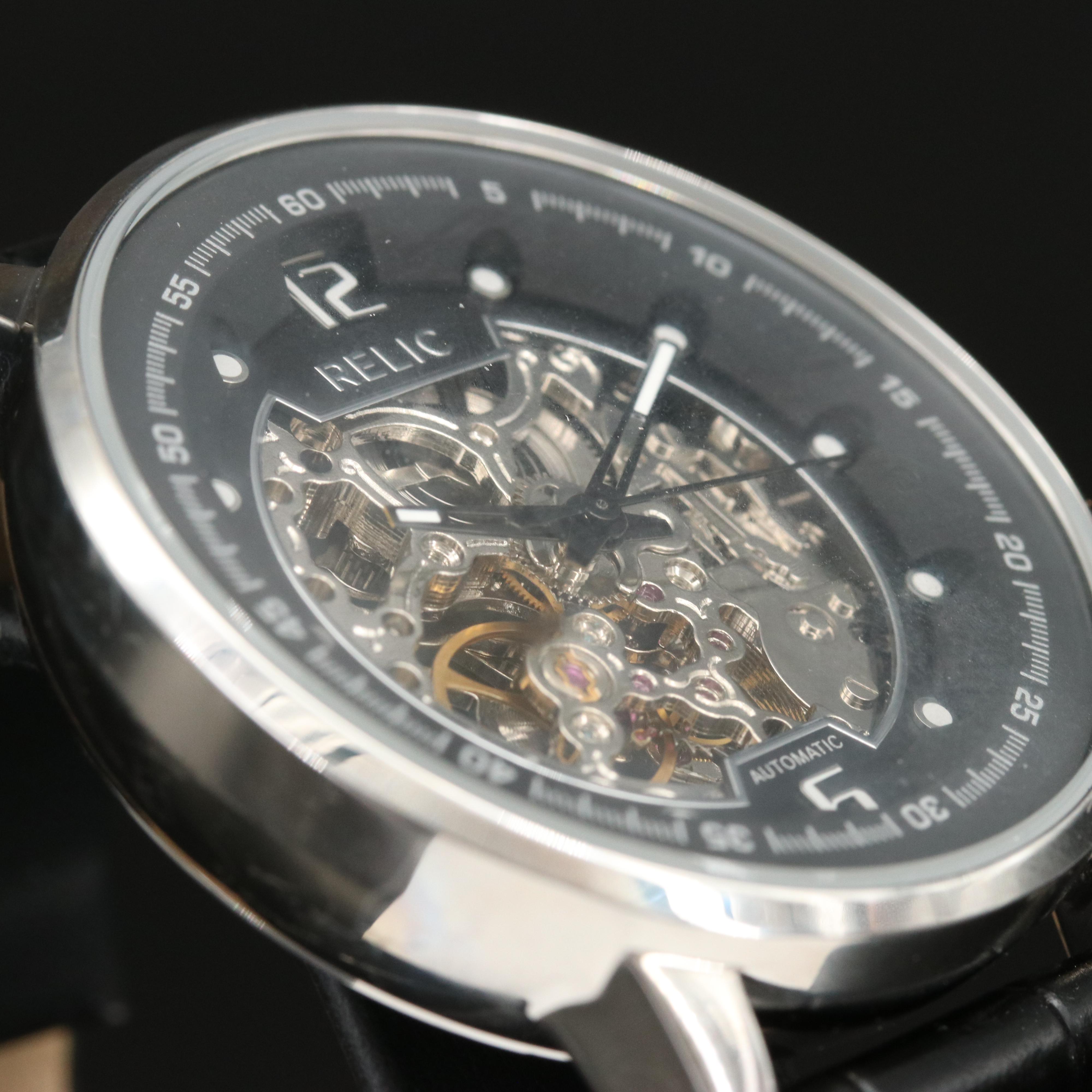 Relic by Fossil Damon Skeleton Dial Stainless Steel Watch