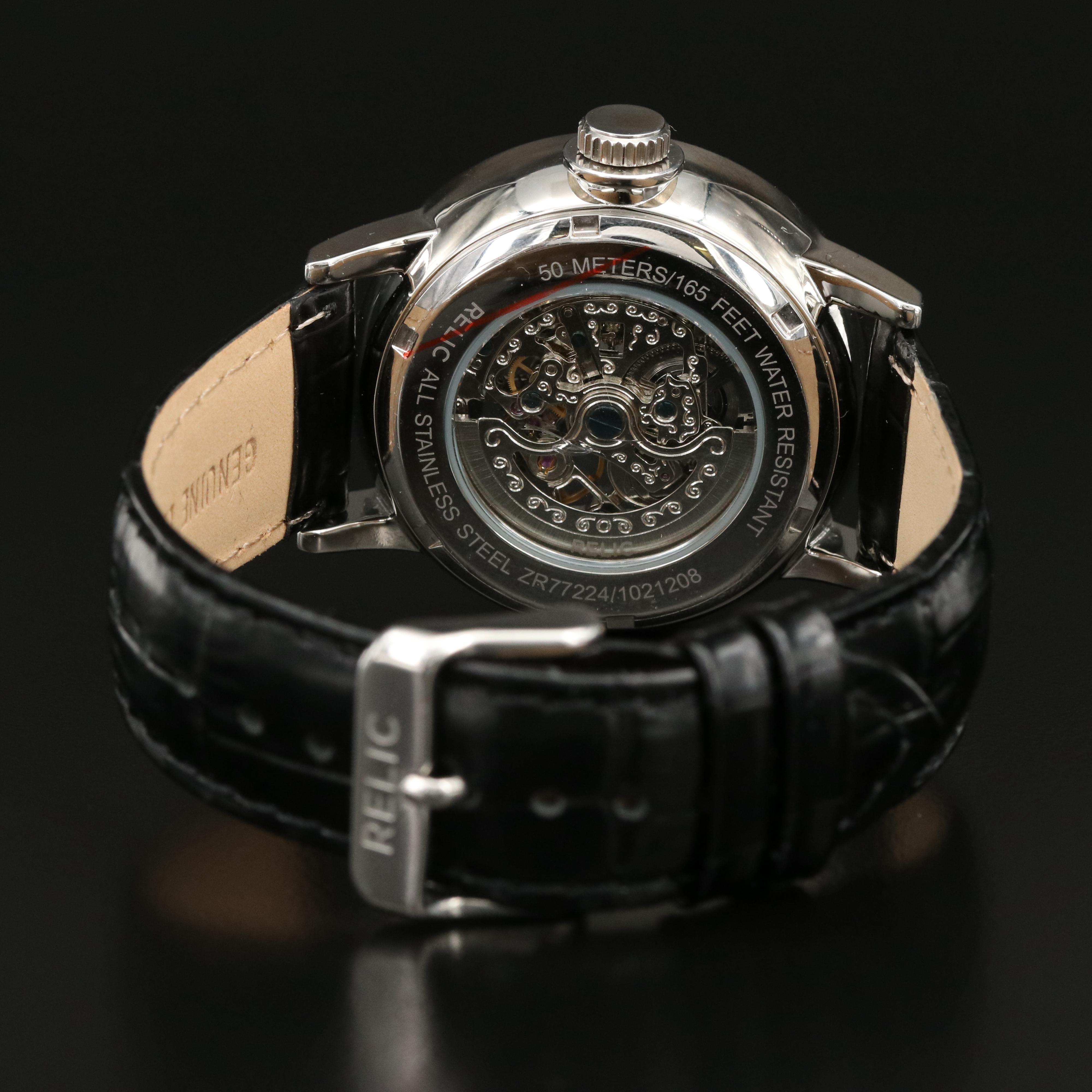 Relic by Fossil Damon Skeleton Dial Stainless Steel Watch