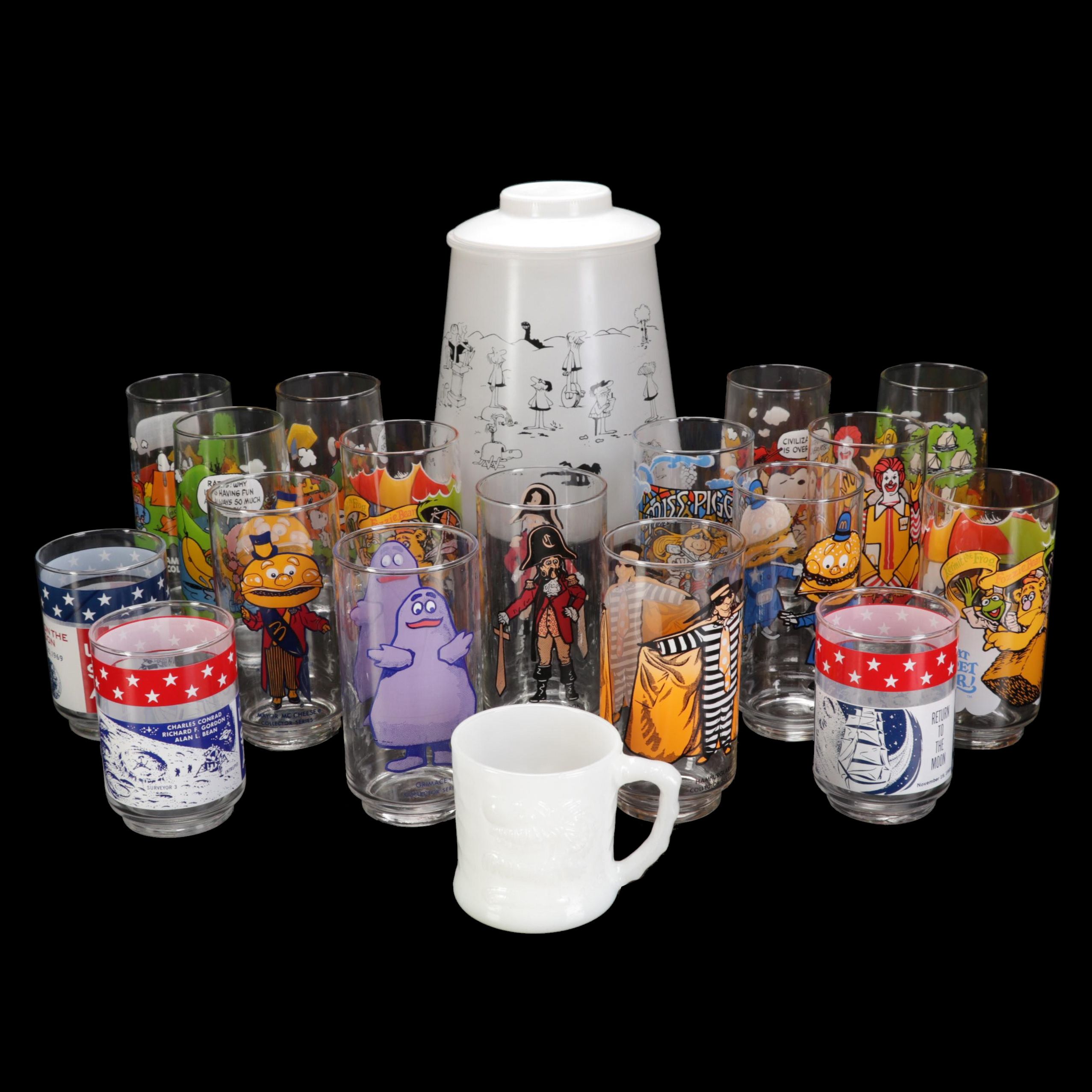 McDonalds Collector Series Glassware Featuring "Grimace", "Hamburglar", and More