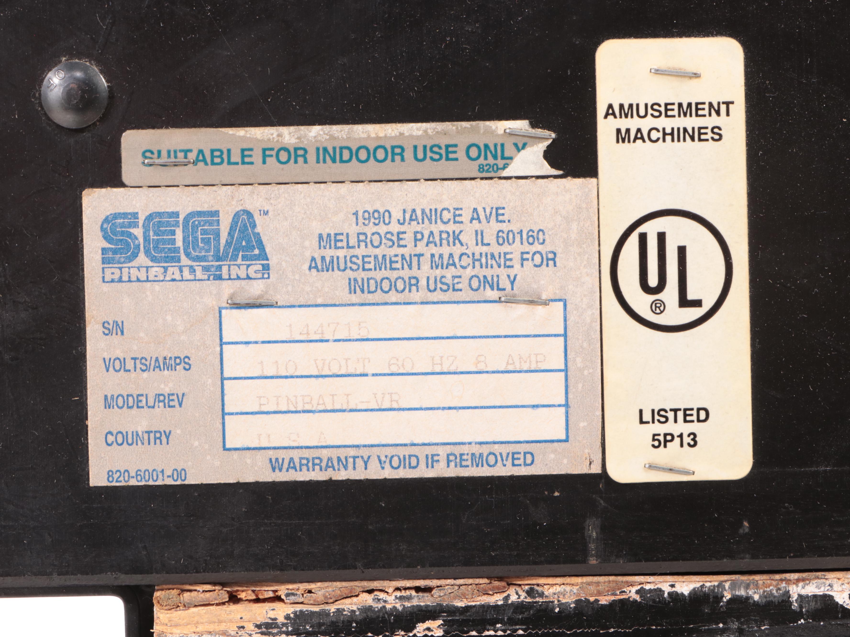 SEGA "Dodge Viper Night Drivin'" Pinball Machine