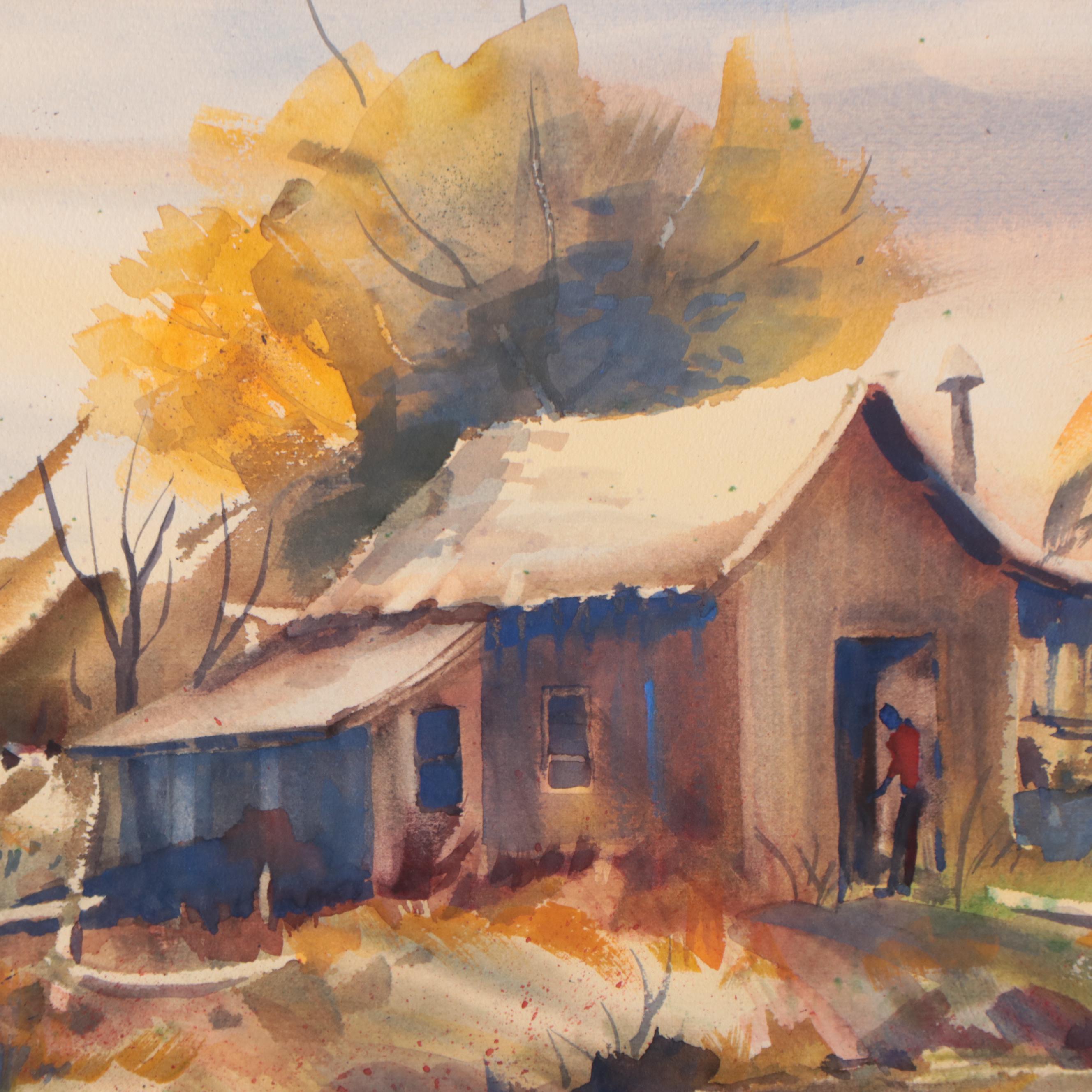 Henry Martin Gasser Watercolor Painting of Homestead