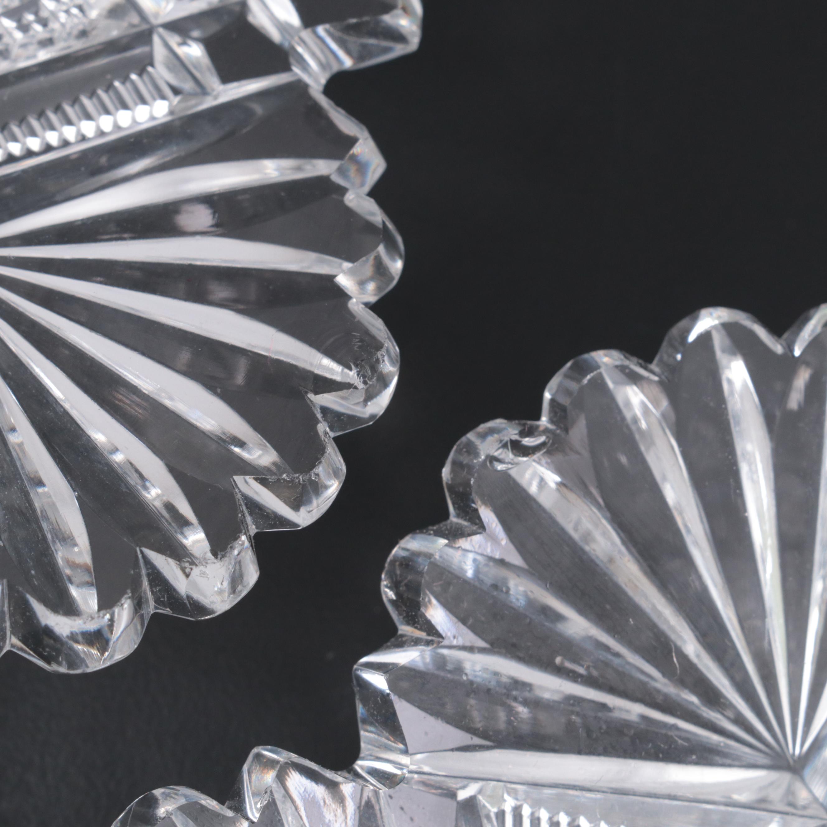 American Brilliant Period Fan and Star Cut Glass Dessert Plates EBTH