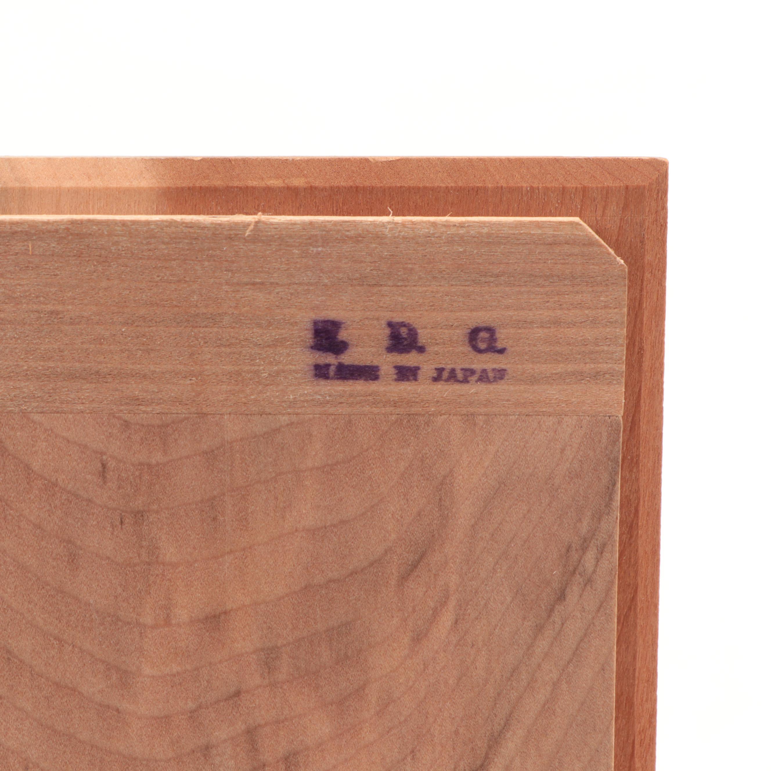 Japanese Inlaid Wood Marquetry Puzzle Box, Mid-20th Century