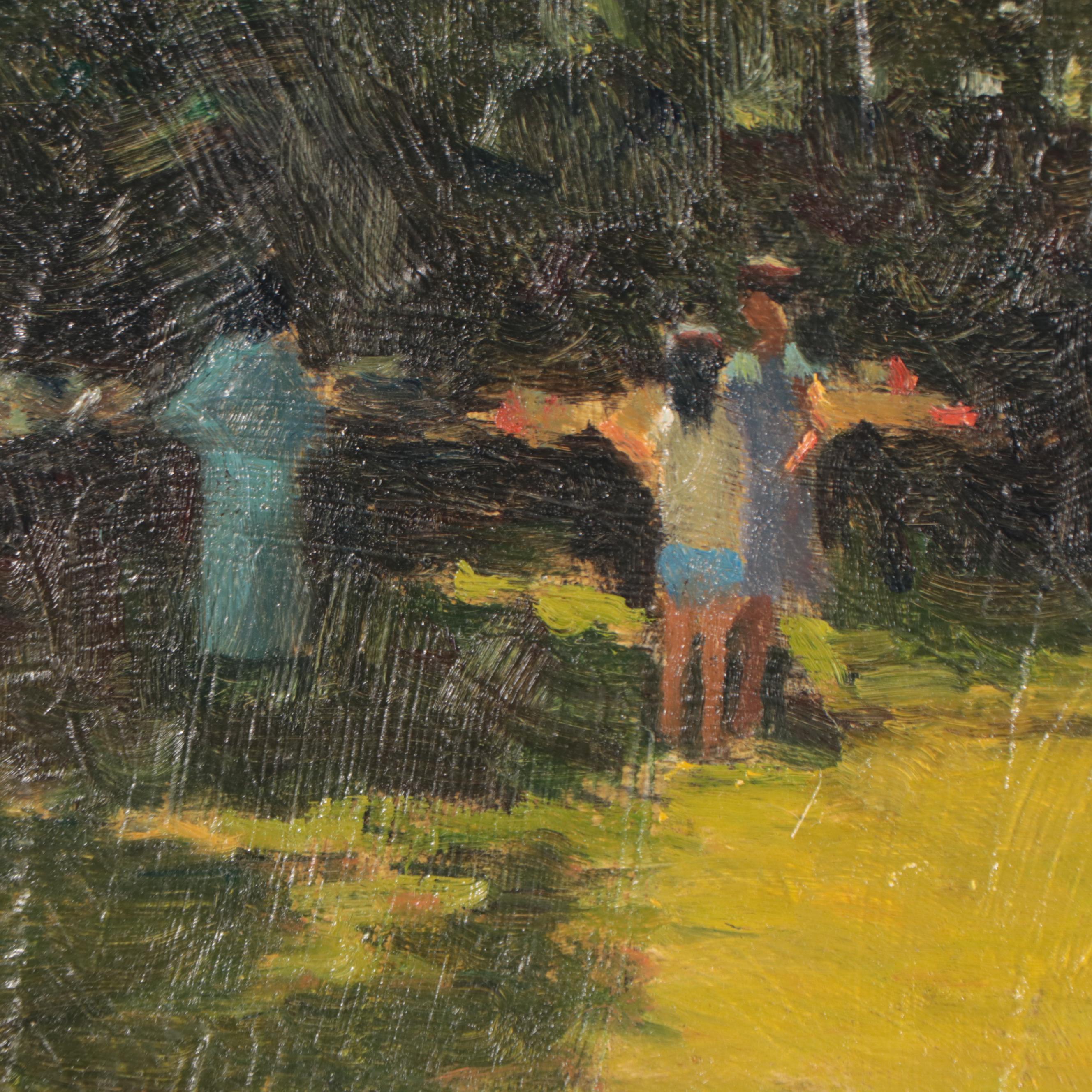 Richard Stalter Figural Landscape Oil Painting