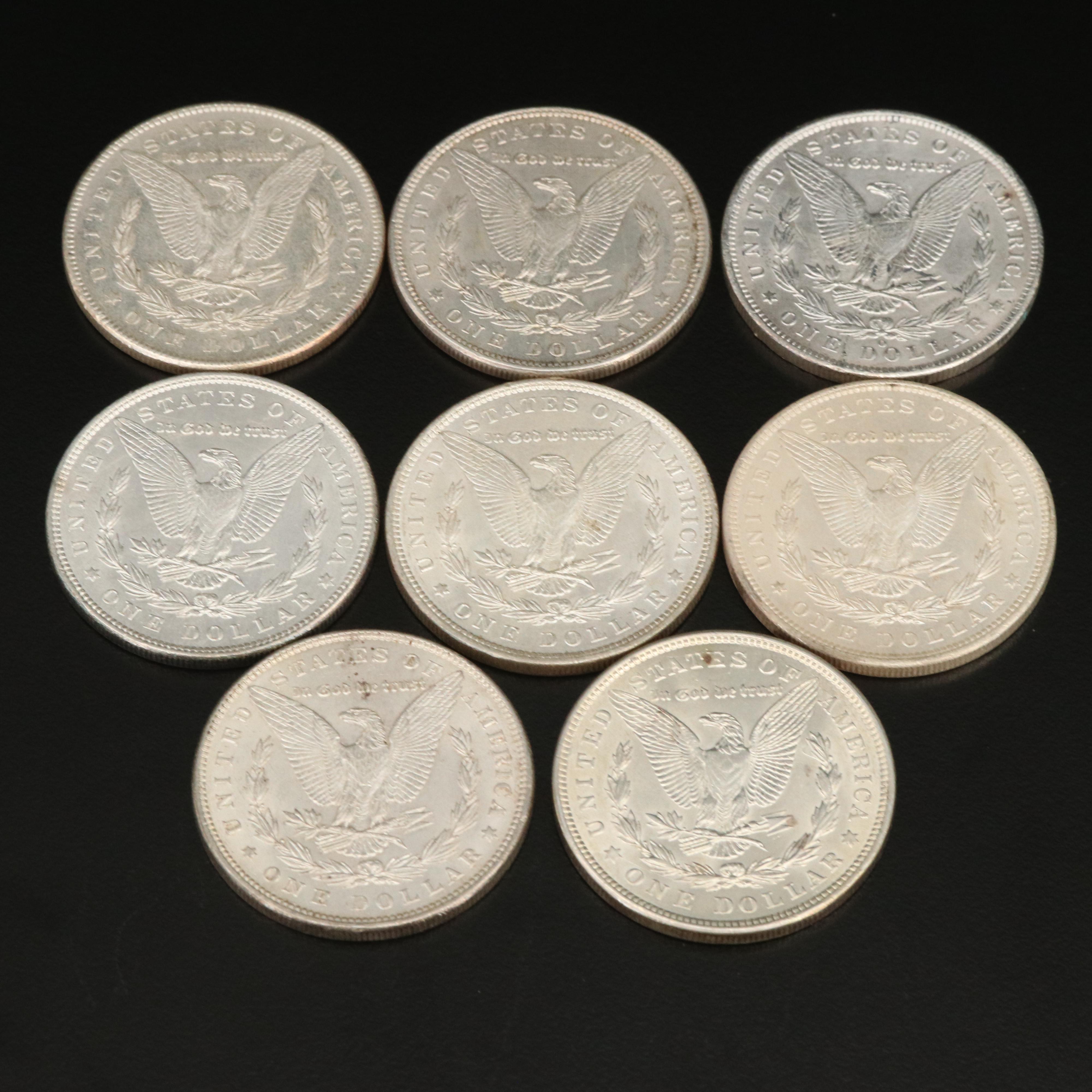 Eight Morgan Silver Dollars, Including 1897