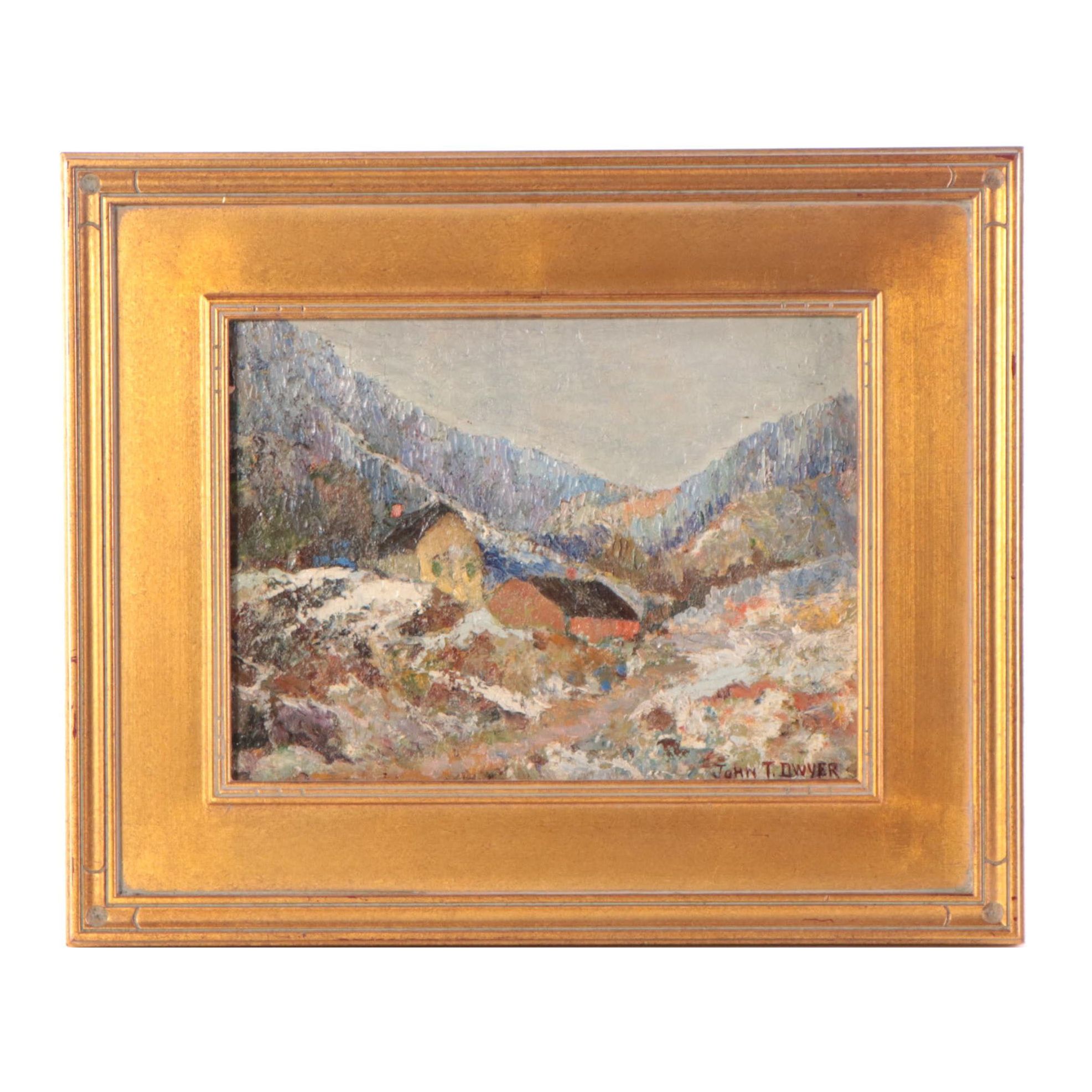 John Dwyer Landscape Oil Painting of Cabin