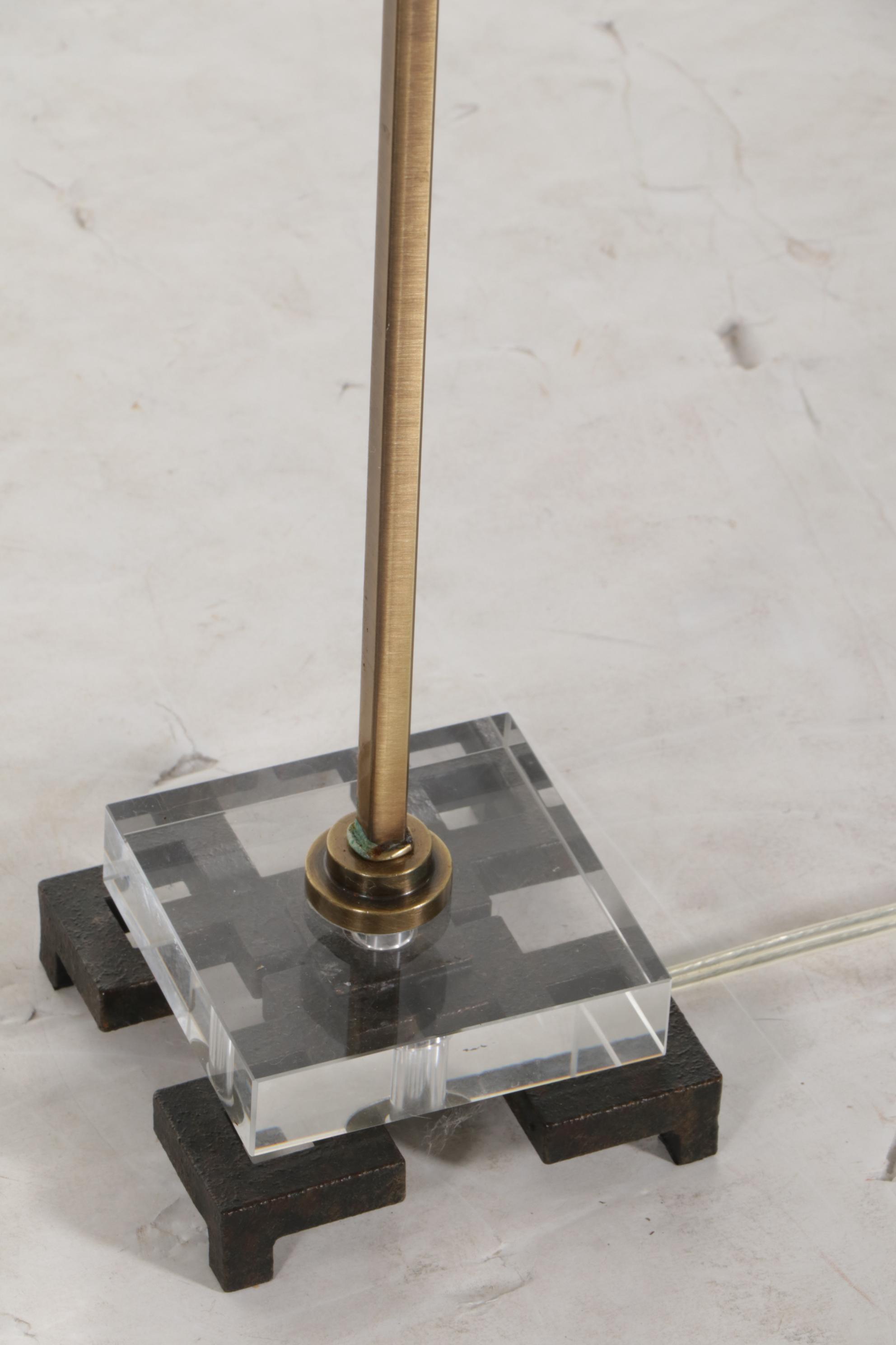 Pair of Uttermost Brass and Acrylic Table Lamps, Contemporary