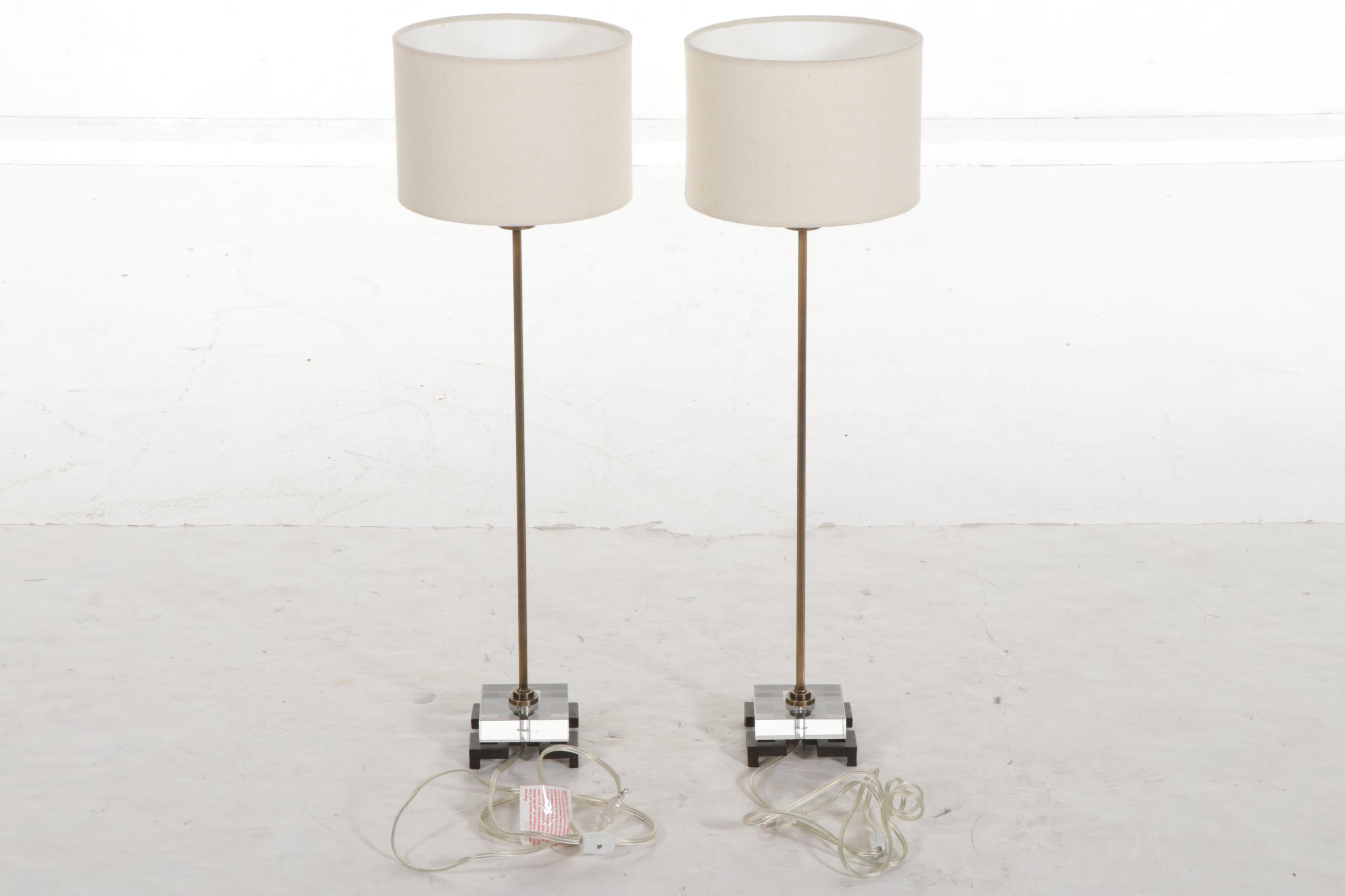 Pair of Uttermost Brass and Acrylic Table Lamps, Contemporary