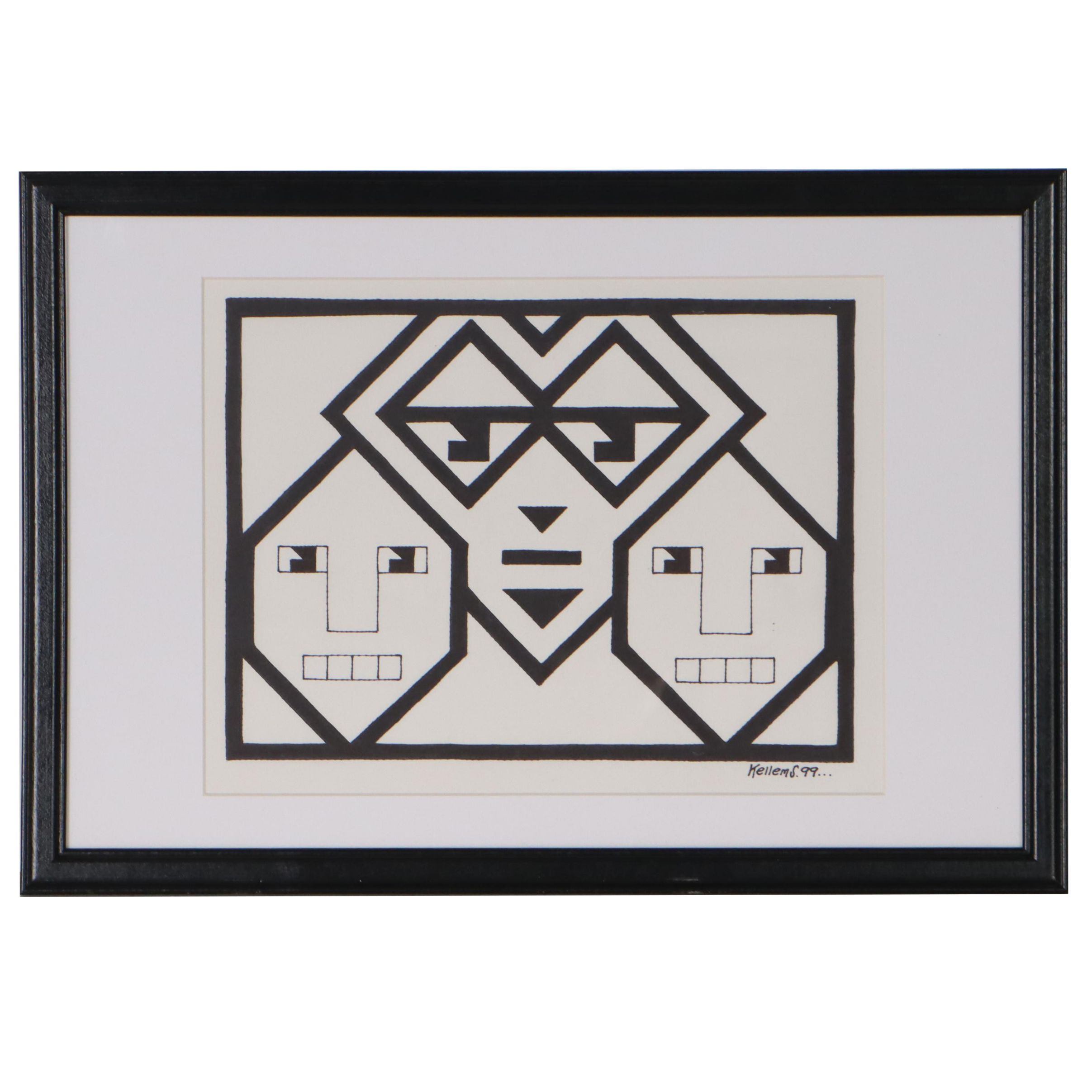 Jerry Kellems Ink Drawing, 1999