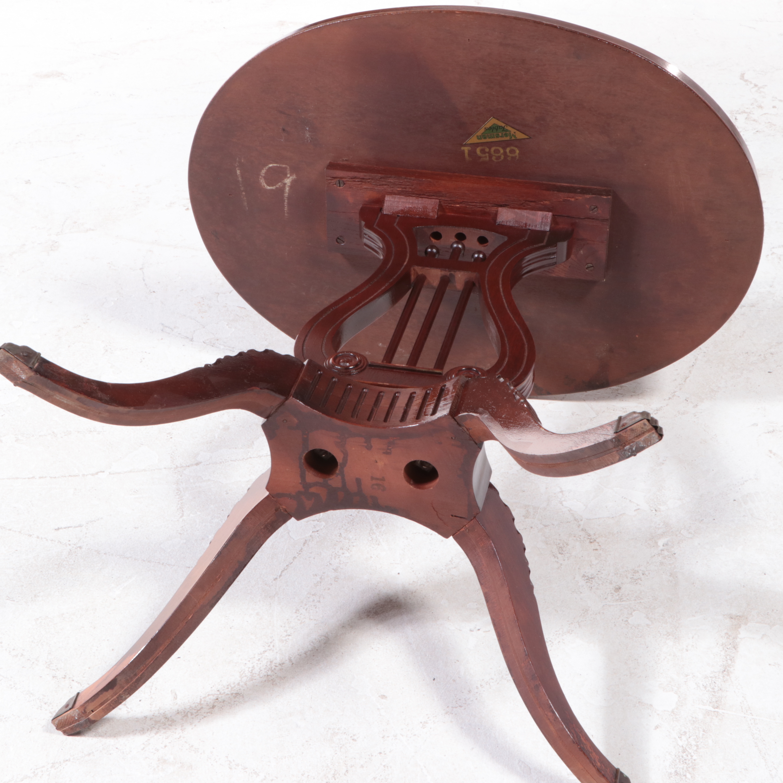 Mersman Classical Style Mahogany Lyre-Base Side Table, 20th Century