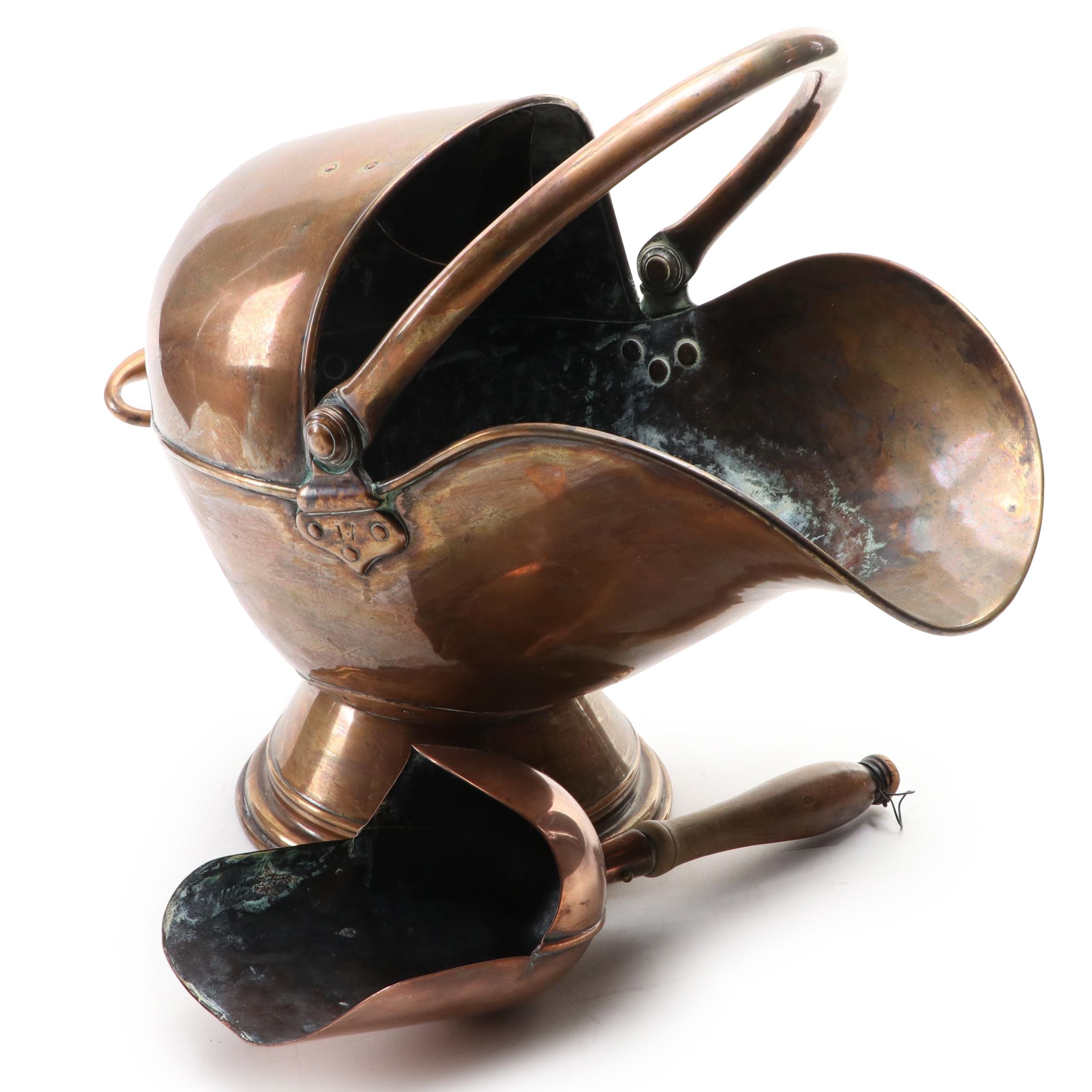 Copper Coal Scuttle with Scoop, Late 19th/ Early 20th Century