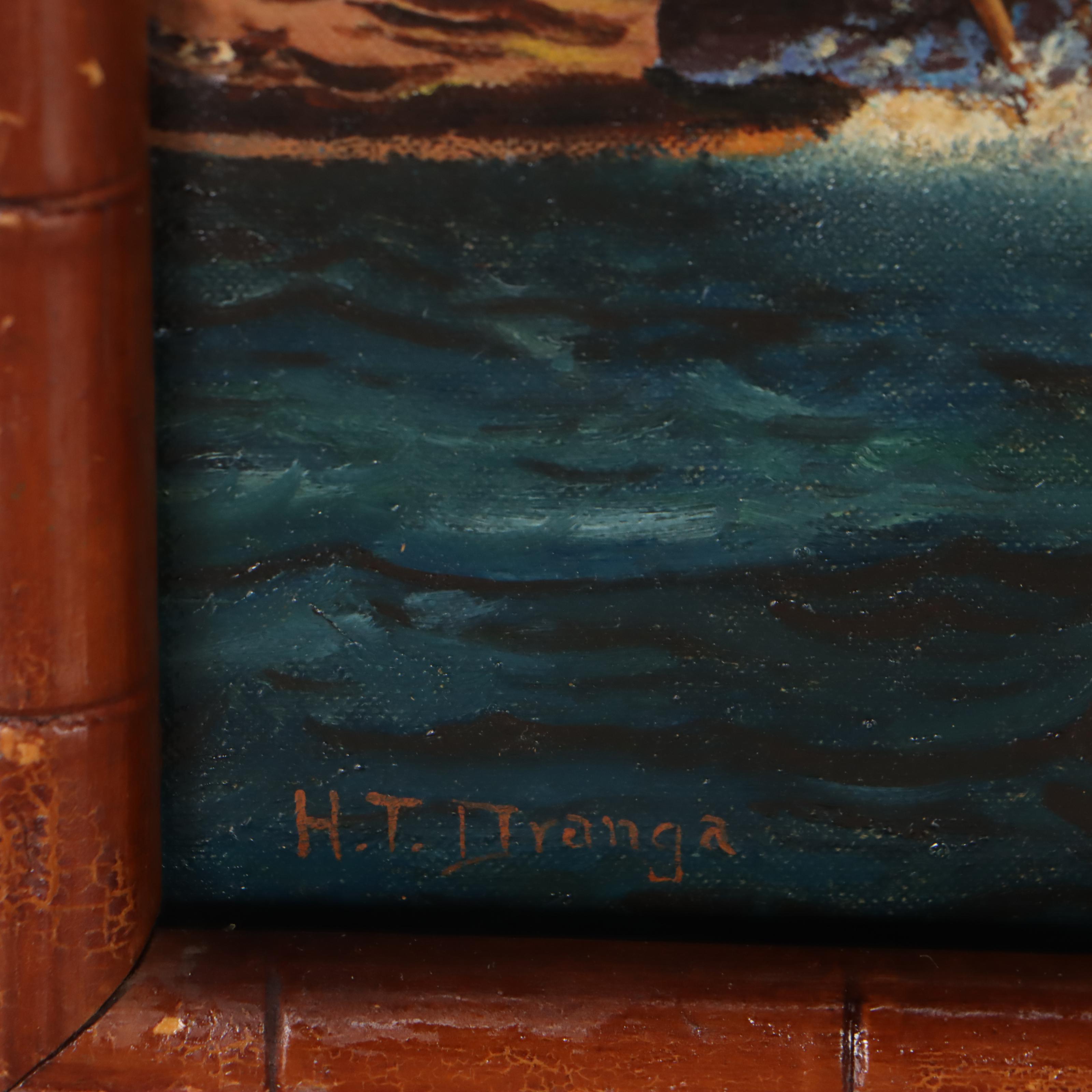 Helen Thomas Dranga Oil Painting of Polynesian Wayfinders, Early 20th Century