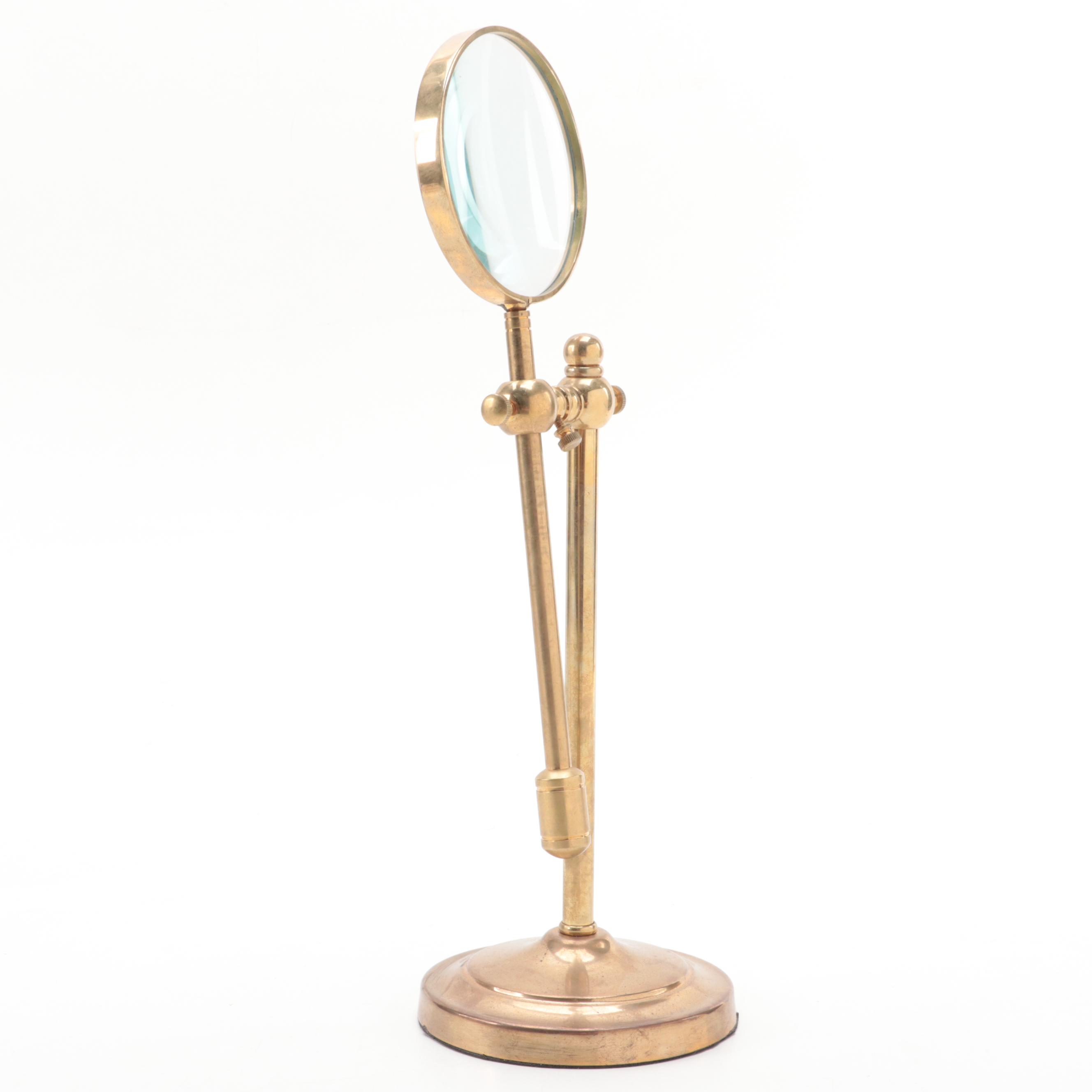 Adjustable Brass Tabletop Magnifying Glass with Other Magnifying Glass