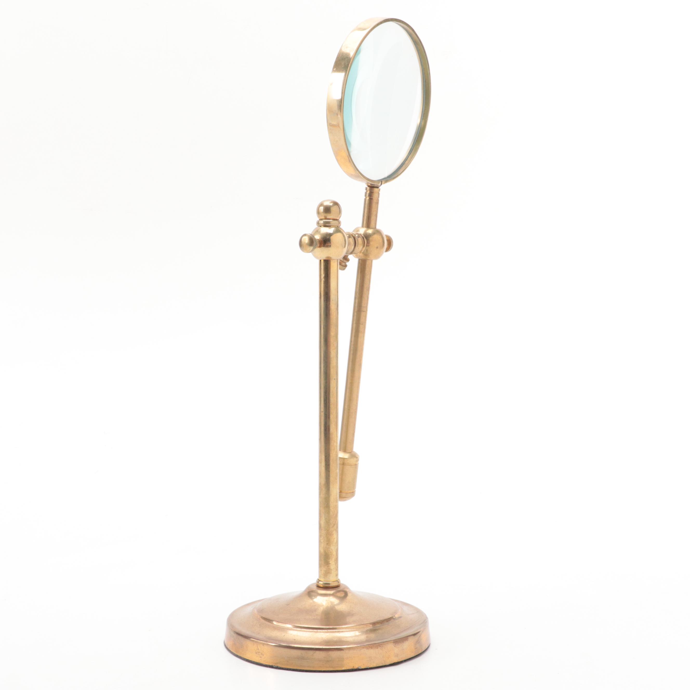 Adjustable Brass Tabletop Magnifying Glass with Other Magnifying Glass
