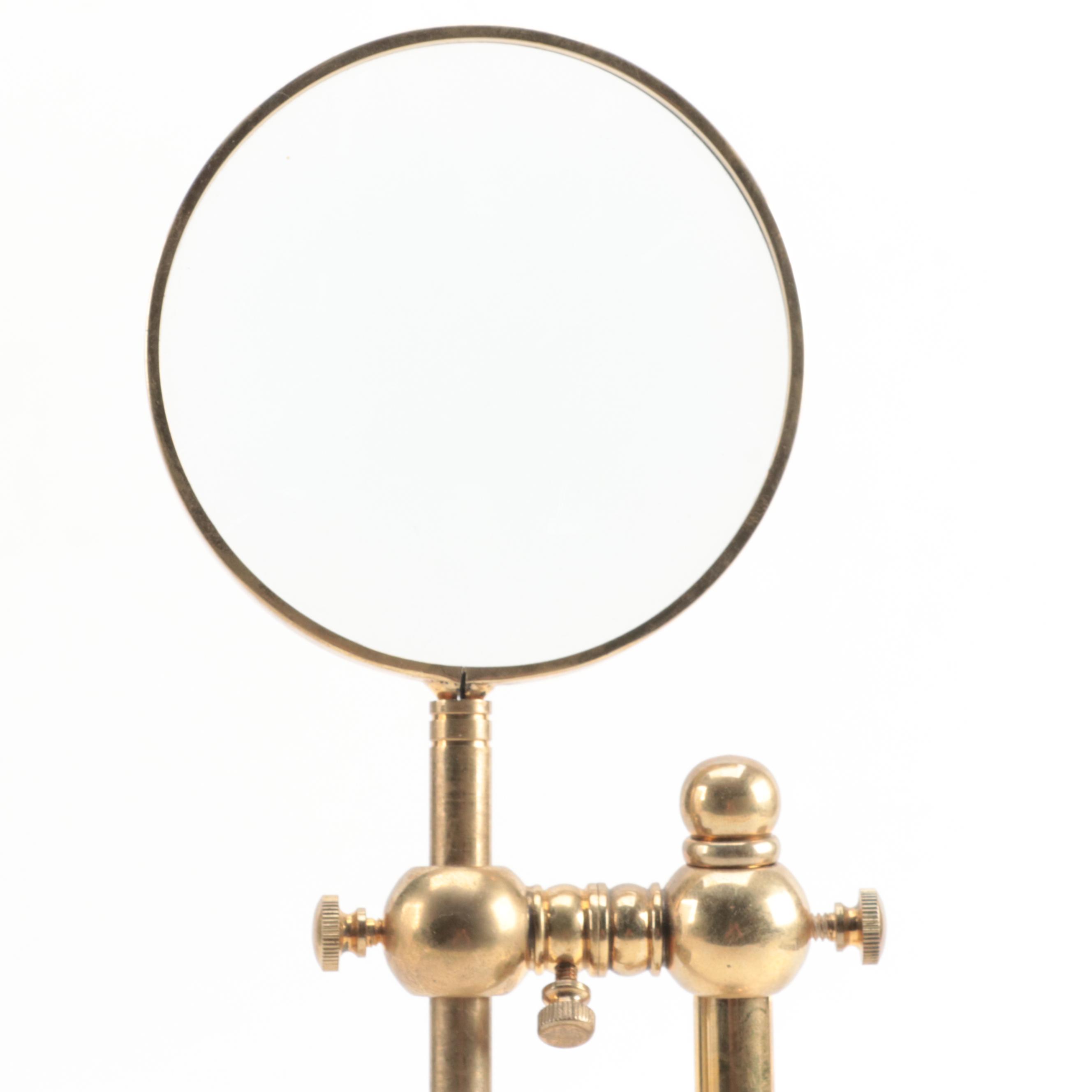 Adjustable Brass Tabletop Magnifying Glass with Other Magnifying Glass