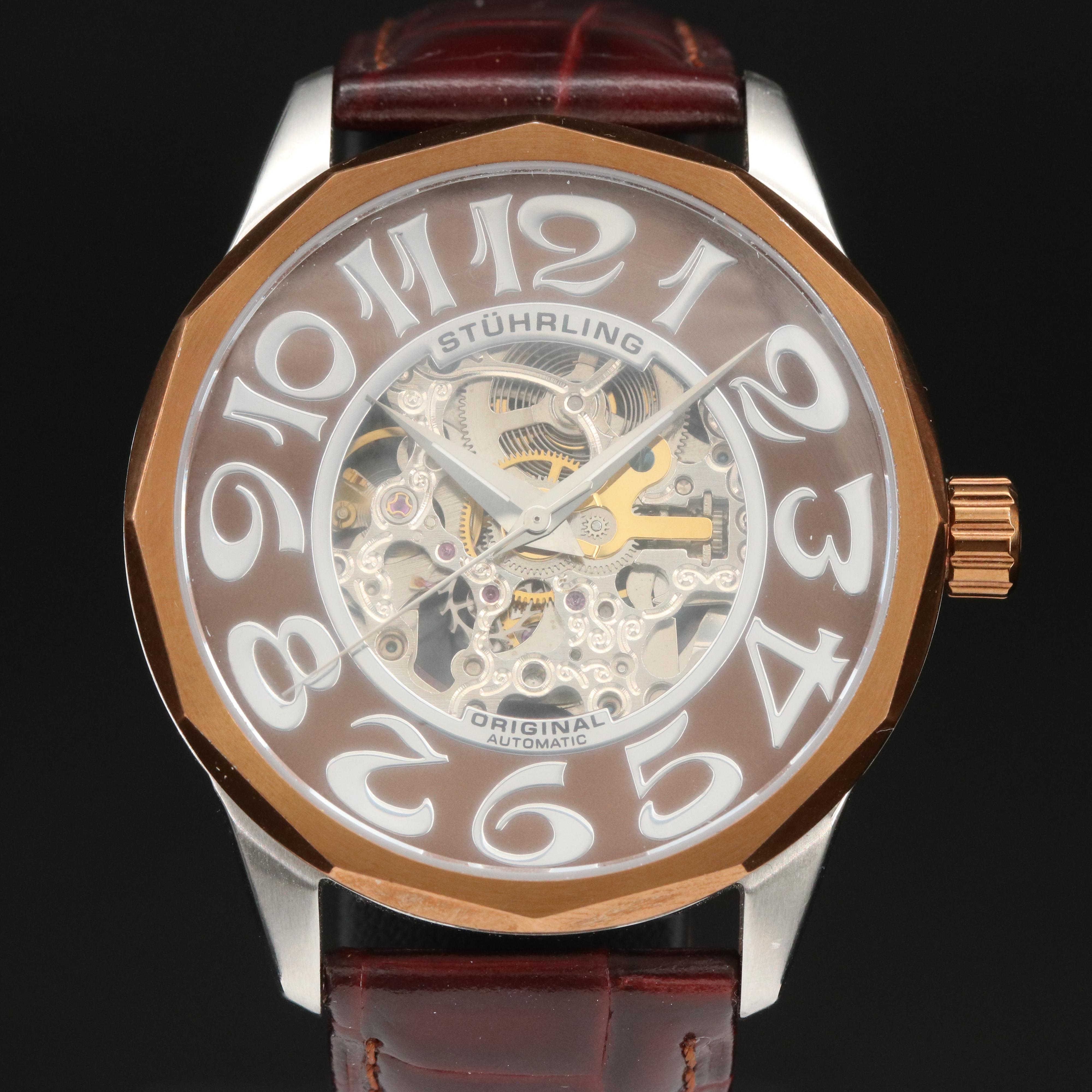Stührling Original Automatic Skeleton Case Watch