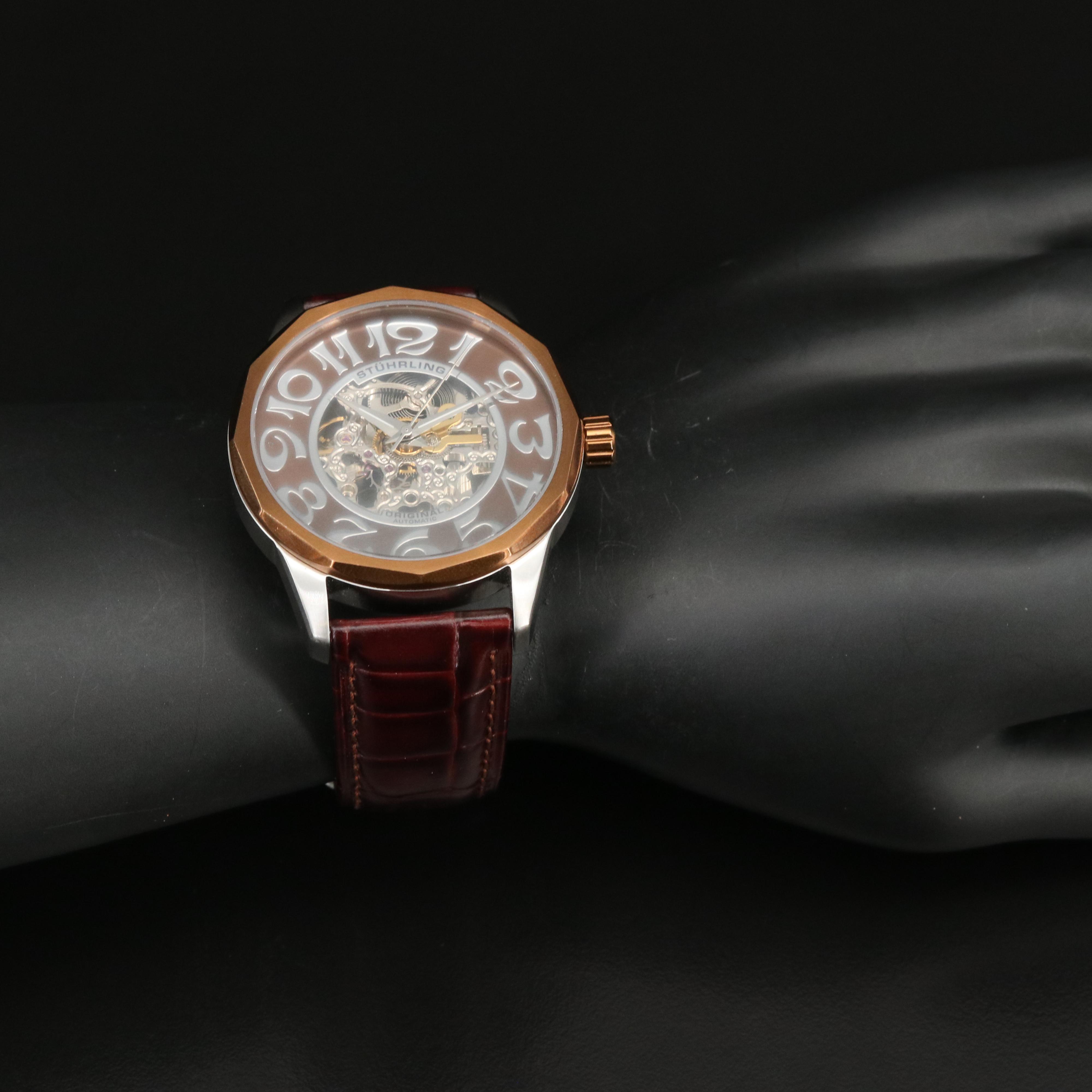 Stührling Original Automatic Skeleton Case Watch