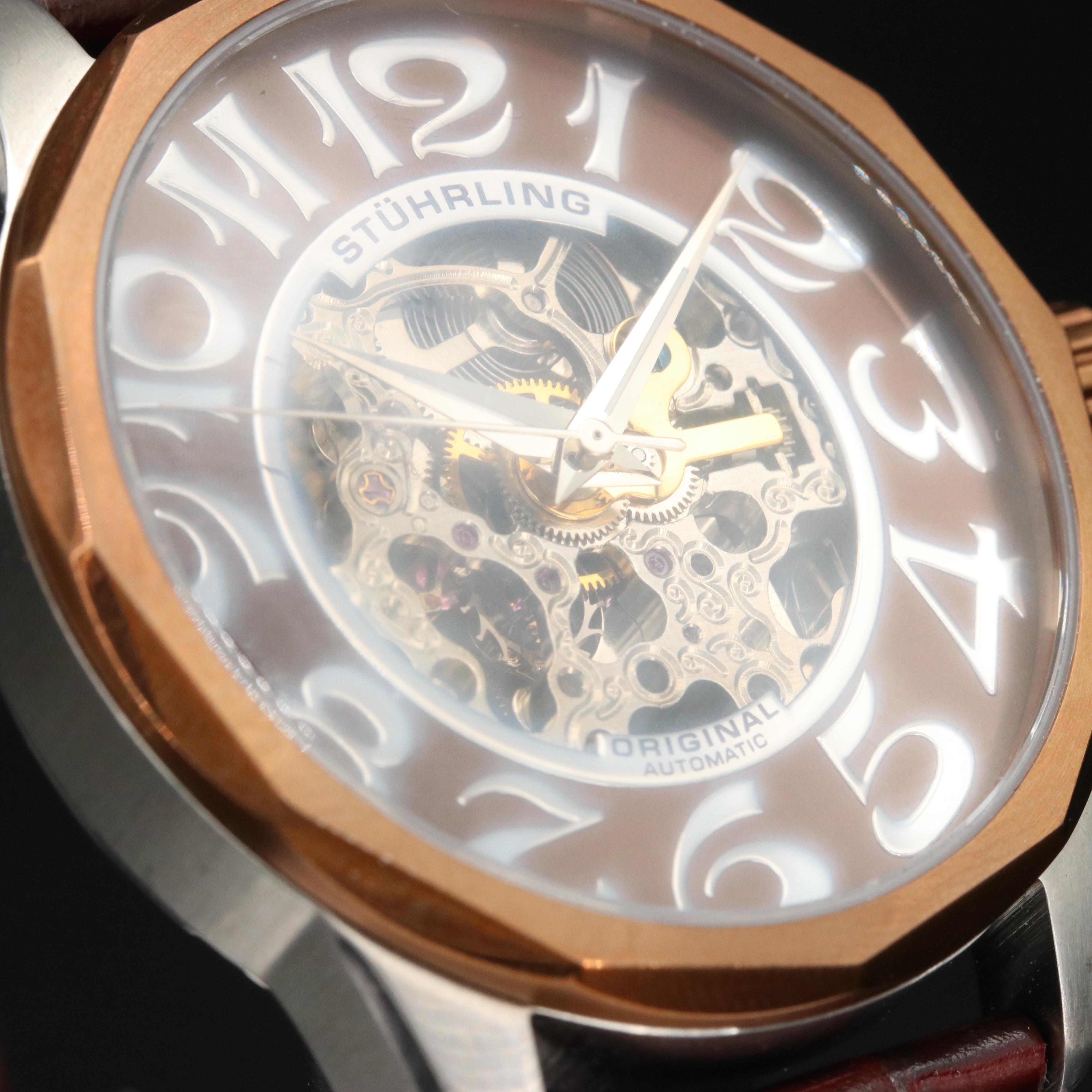 Stührling Original Automatic Skeleton Case Watch