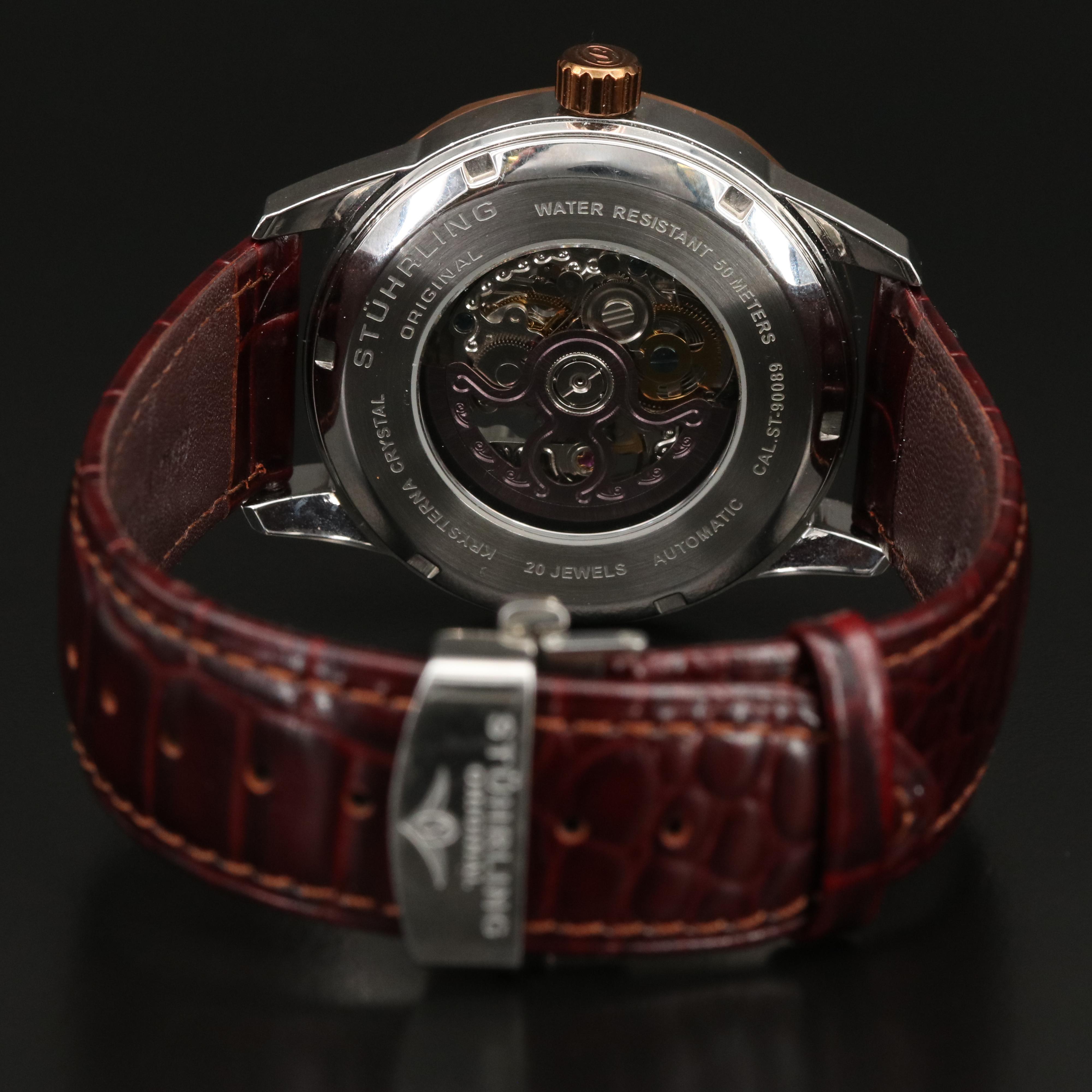 Stührling Original Automatic Skeleton Case Watch