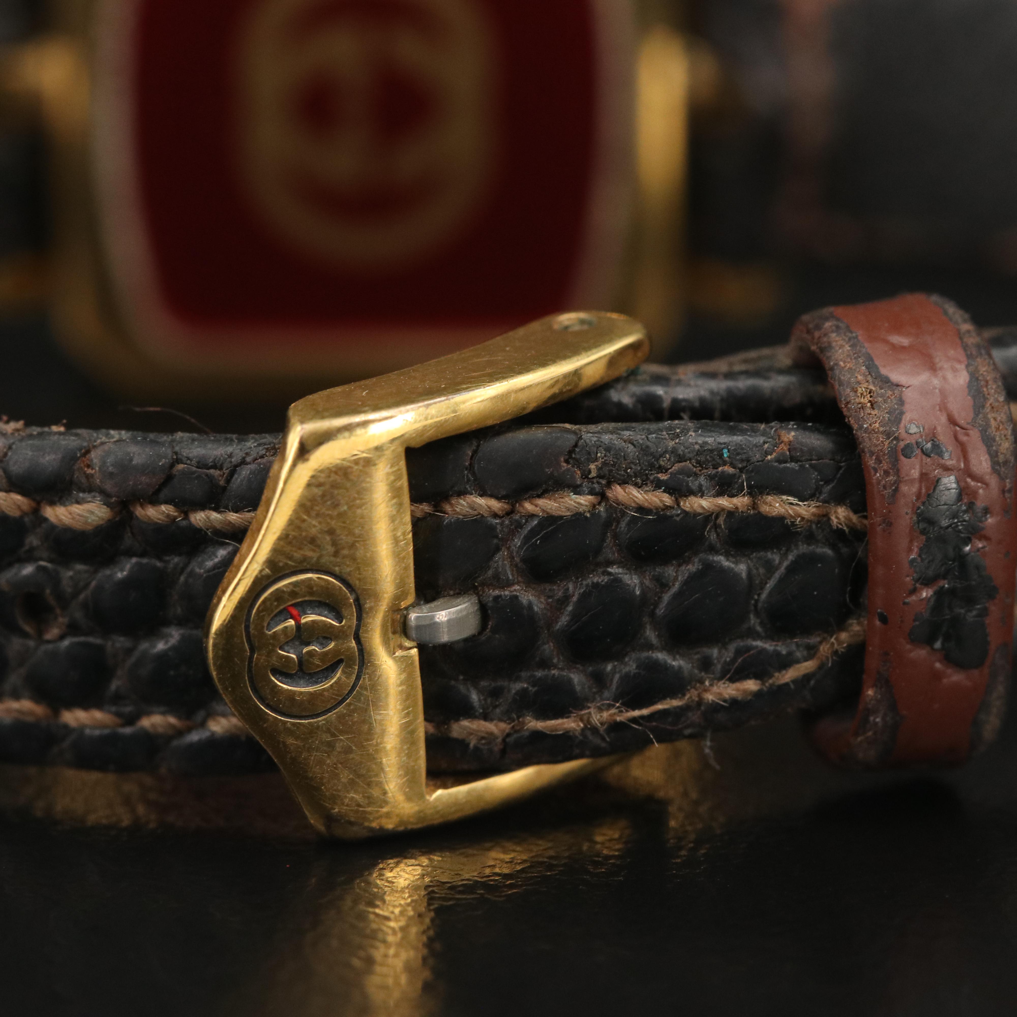 Vintage Gucci Green and Red Enamelled Case Watch