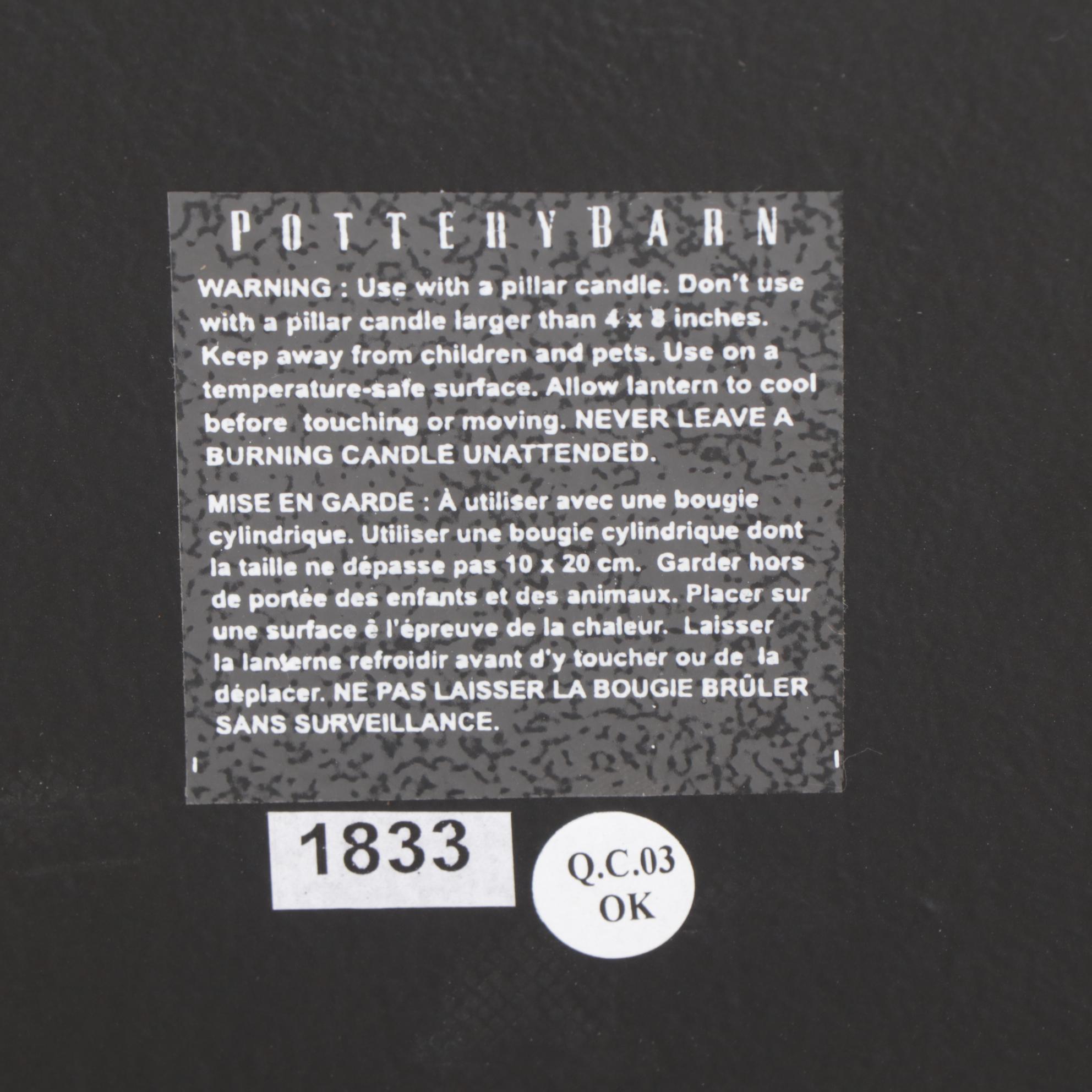 Pair of Pottery Barn "Caleb" Black Powder-Coated Aluminum Candle Lanterns