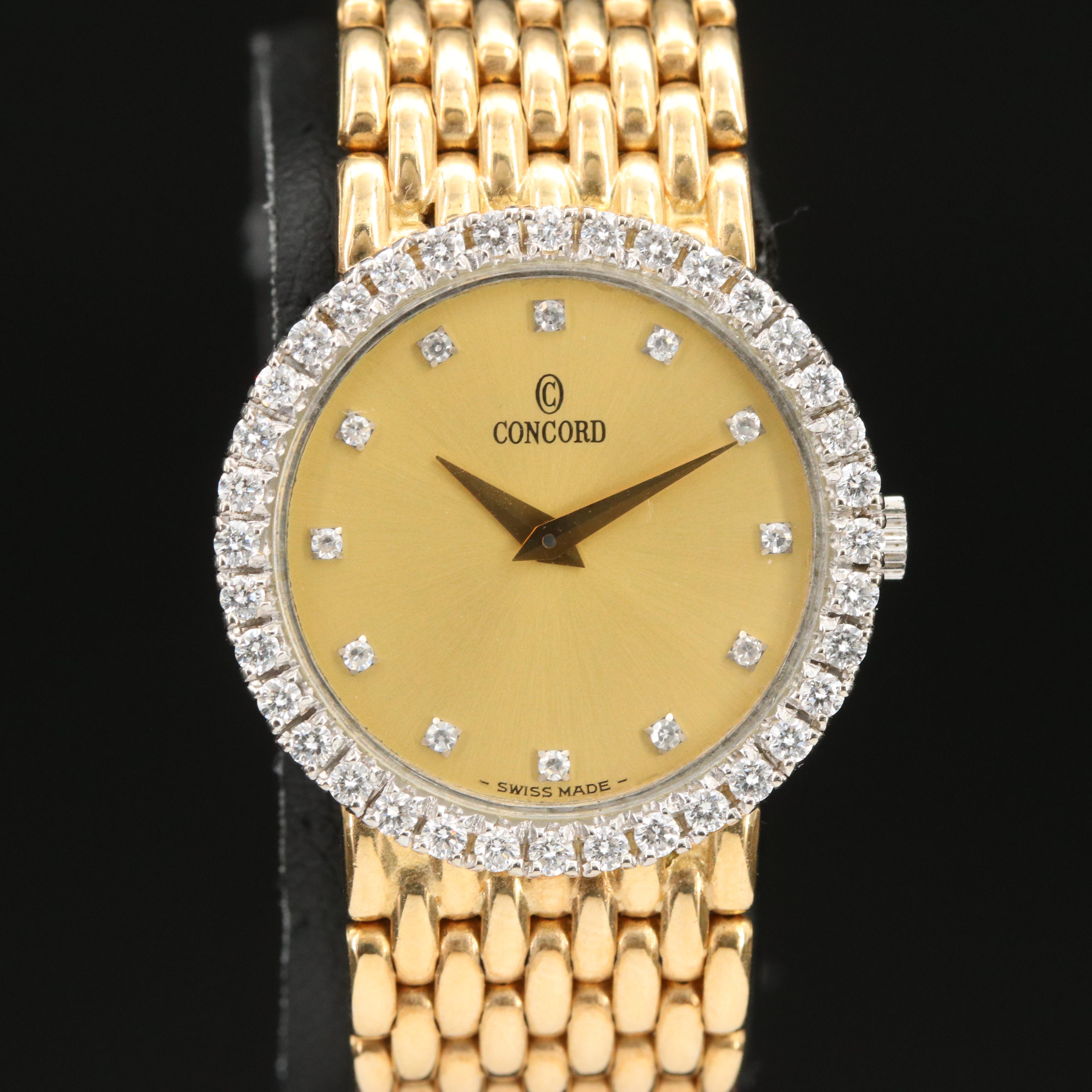 14K Concord Swiss Made Diamond Watch
