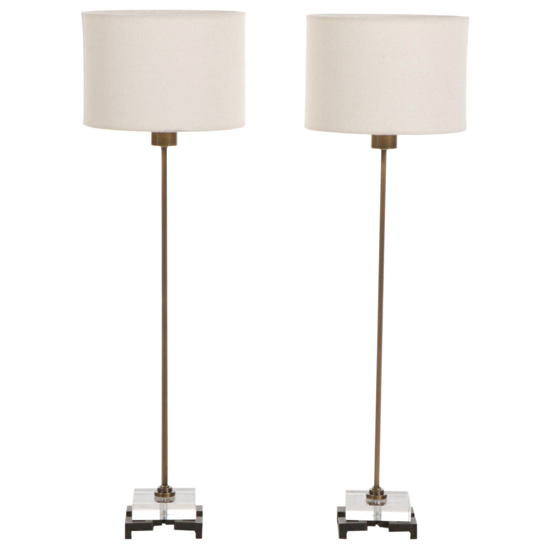 Pair of Uttermost Brass and Acrylic Table Lamps, Contemporary