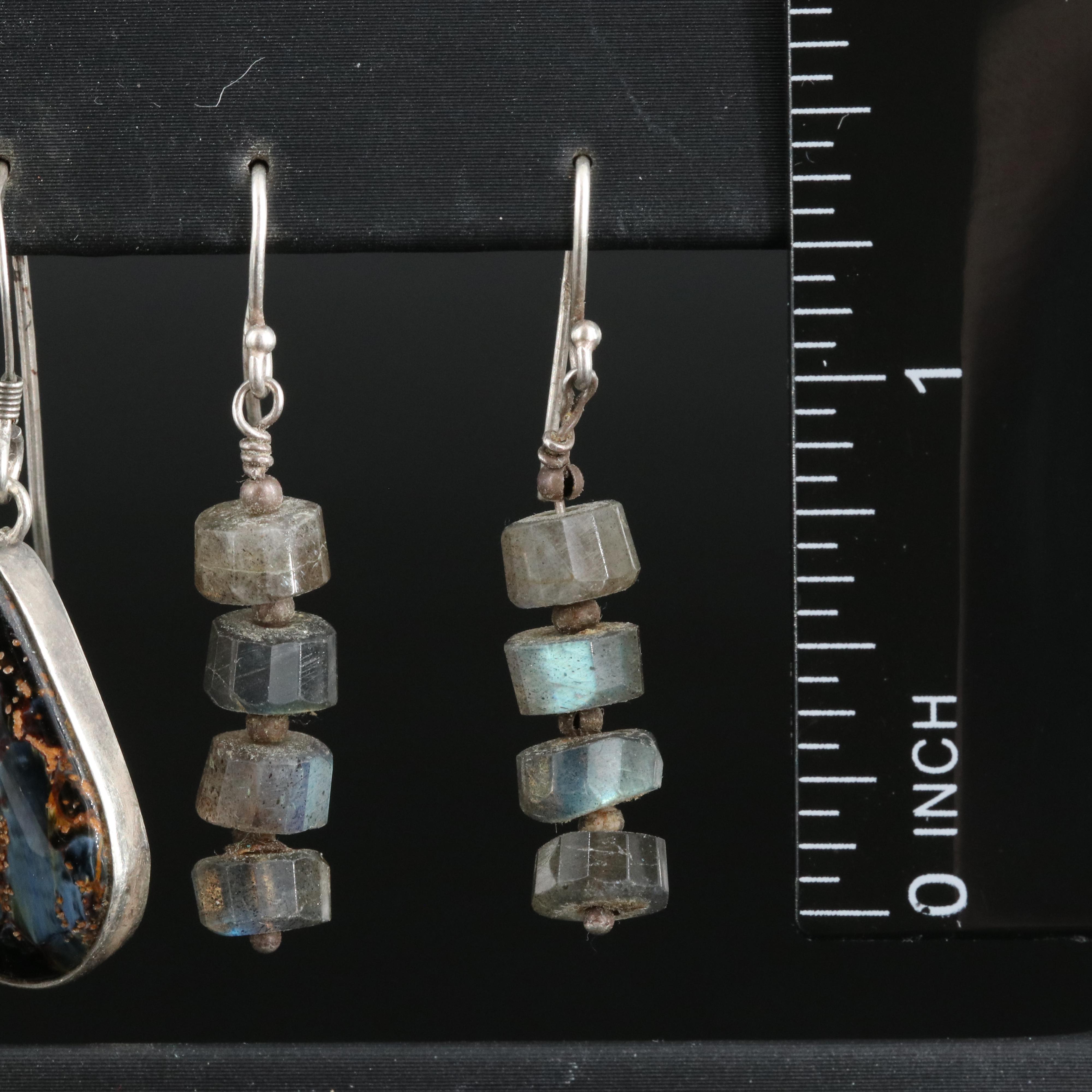 Sterling Earrings Selection Featuring Pietersite and Labradorite