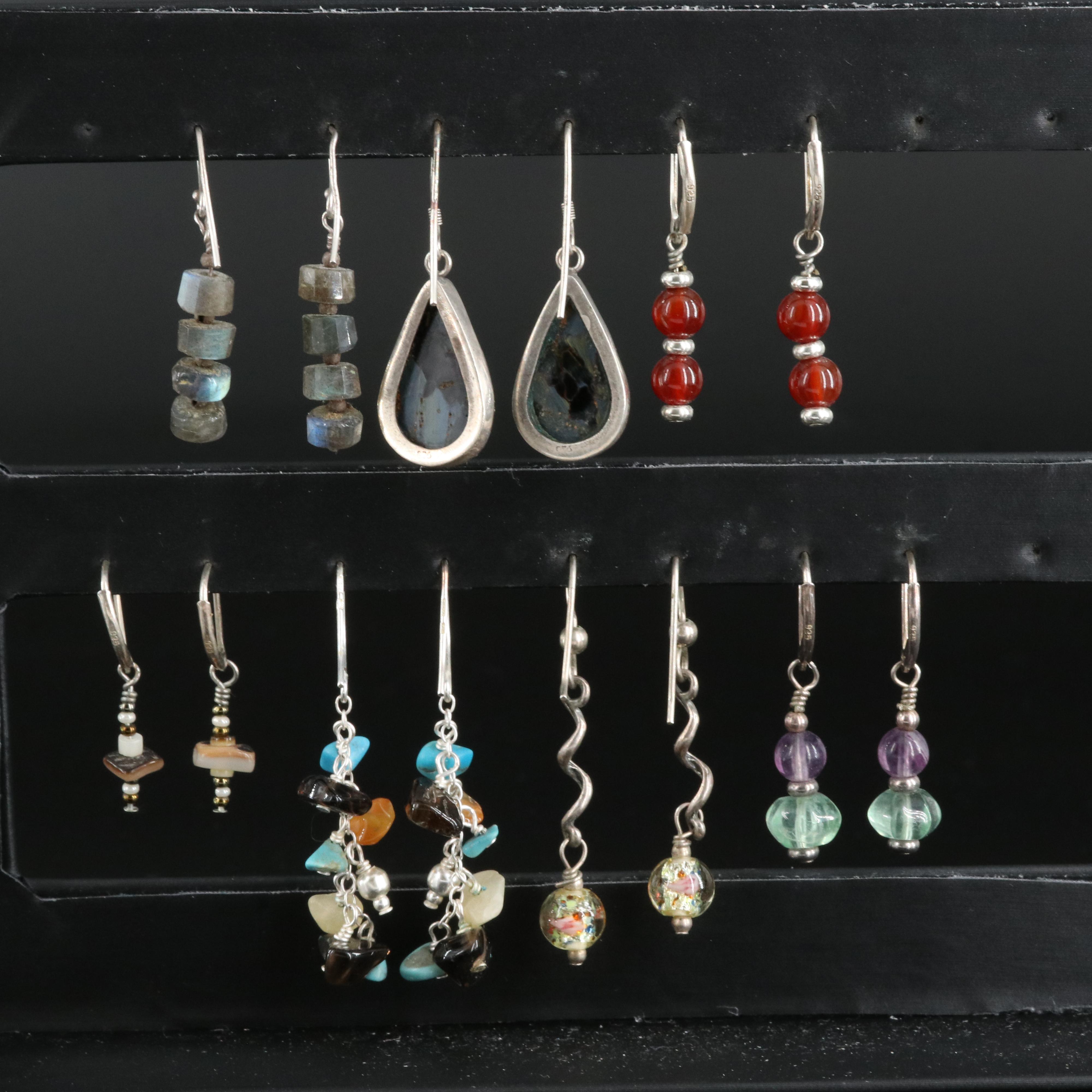 Sterling Earrings Selection Featuring Pietersite and Labradorite