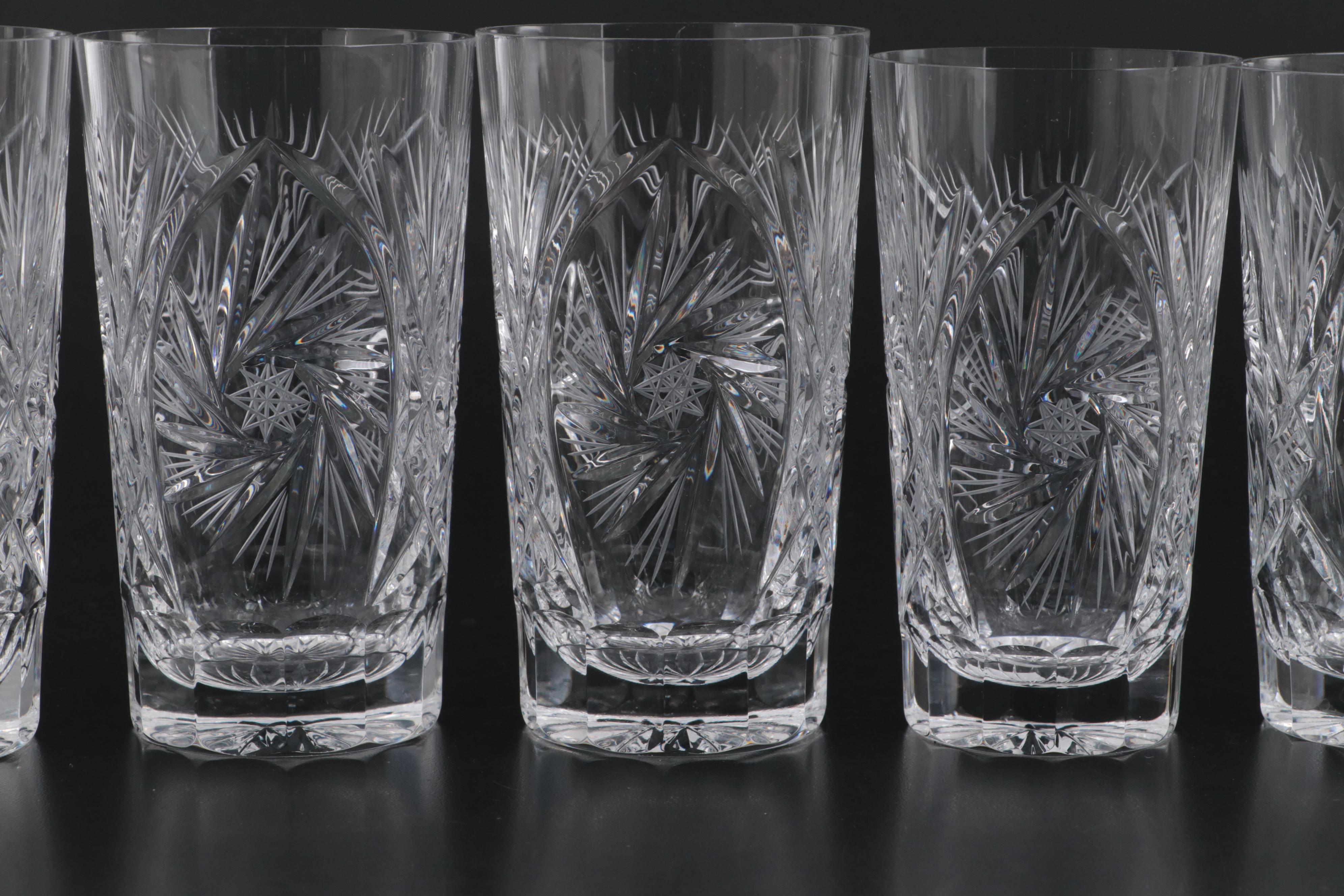 Irena Glass Factory Pinwheel and Fan Cut Glass Tumblers