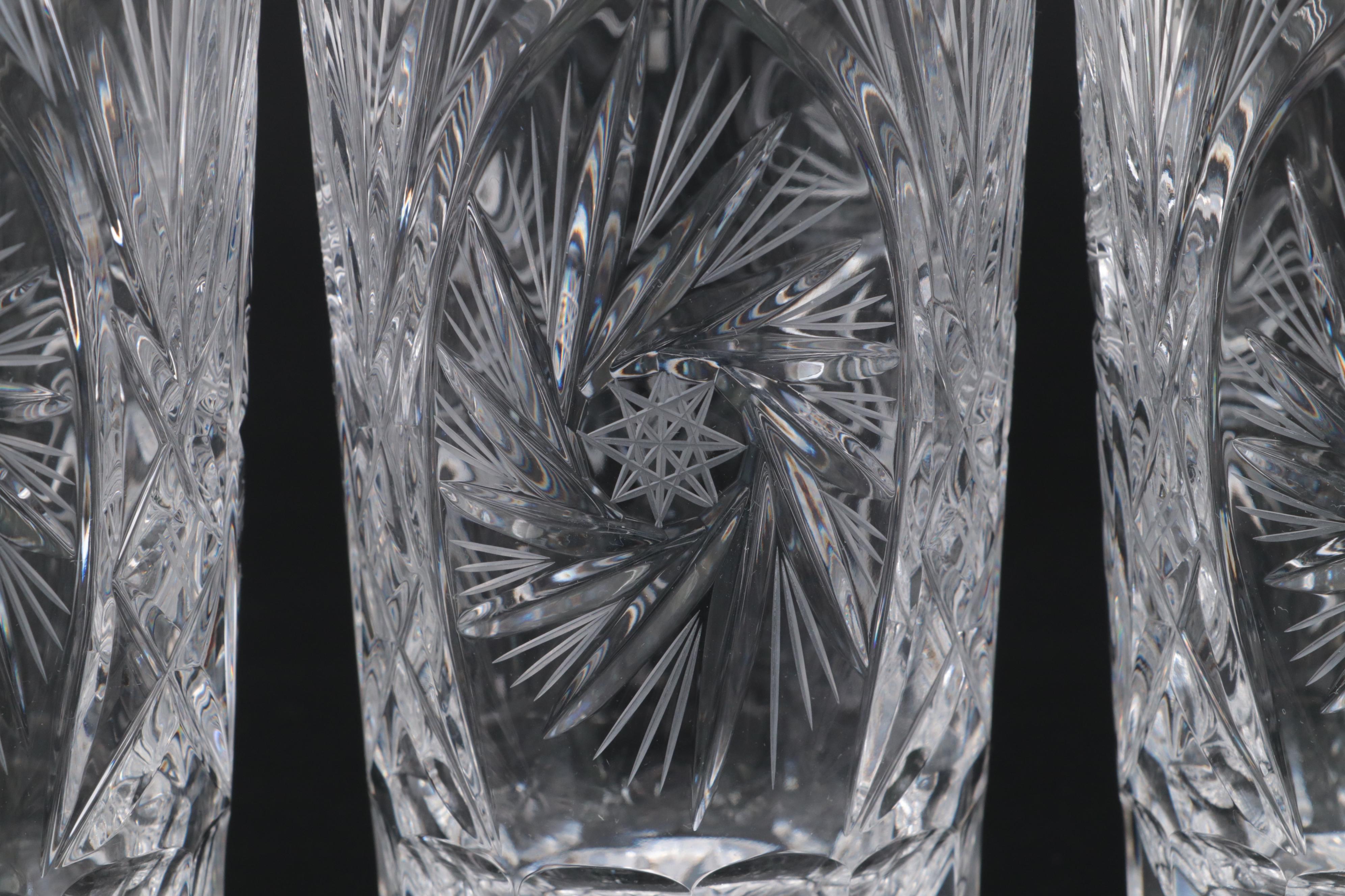 Irena Glass Factory Pinwheel and Fan Cut Glass Tumblers