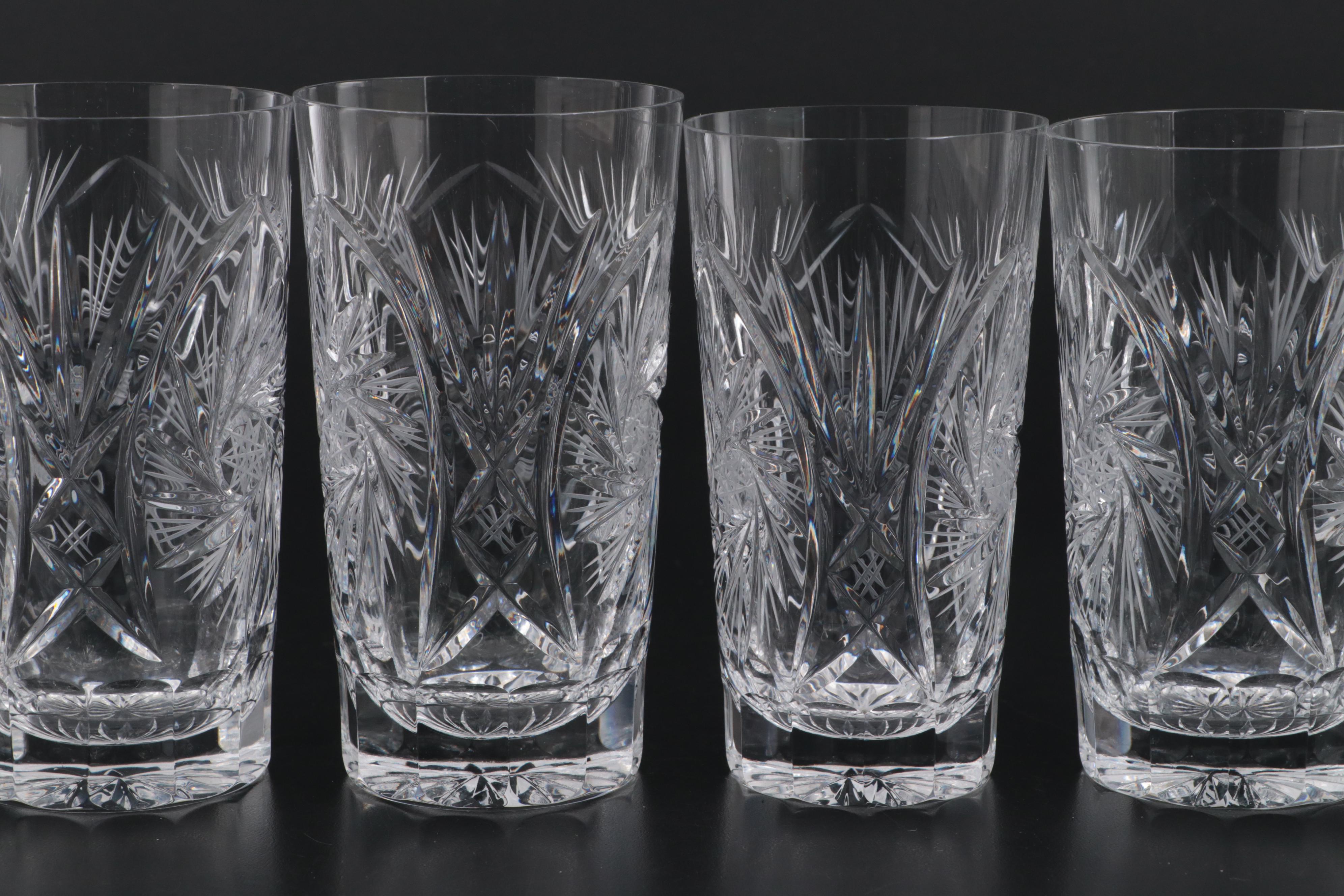 Irena Glass Factory Pinwheel and Fan Cut Glass Tumblers