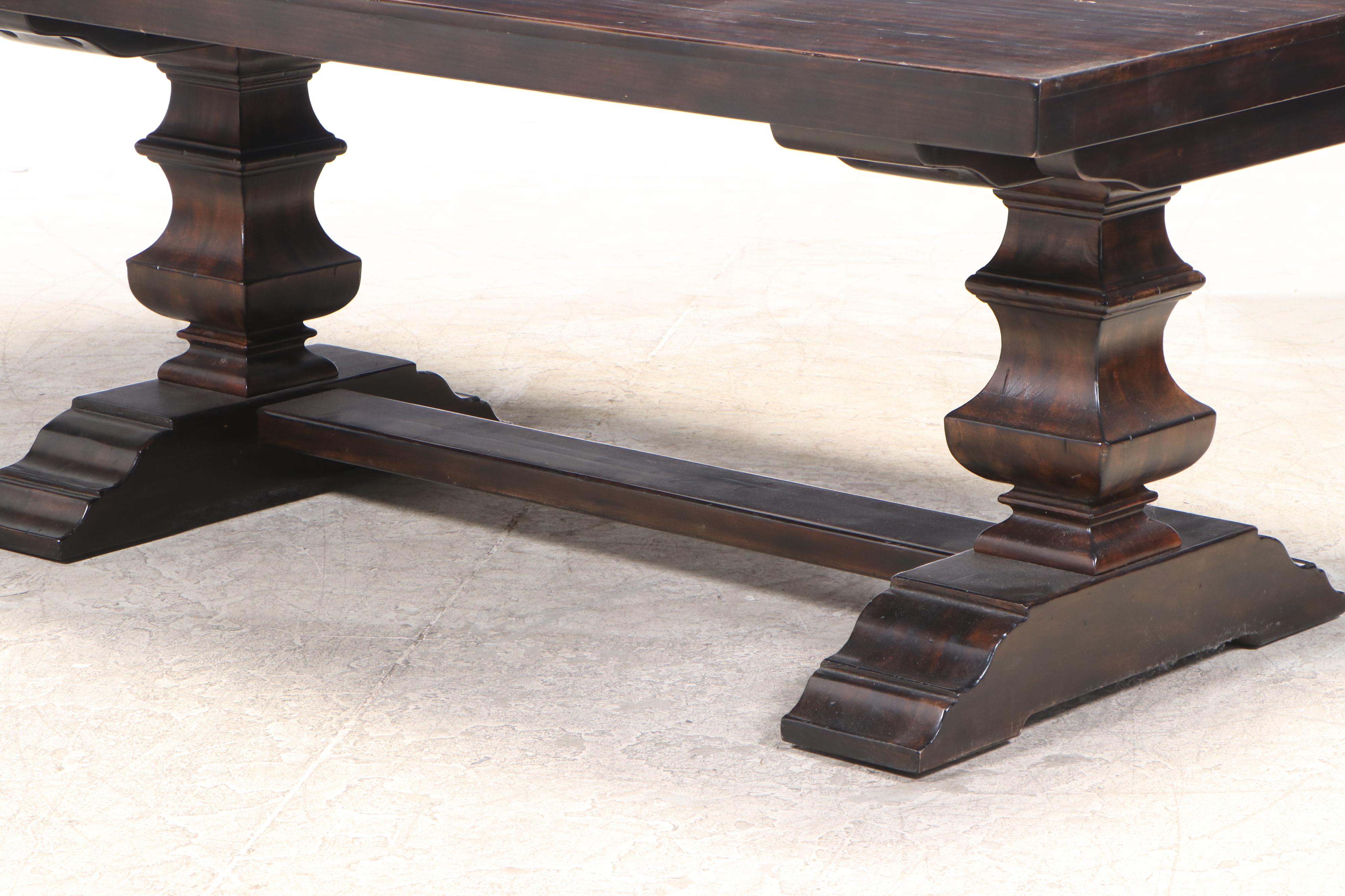 Pottery Barn "Banks" Extending Dining Table Plus Two "Toscana" Benches