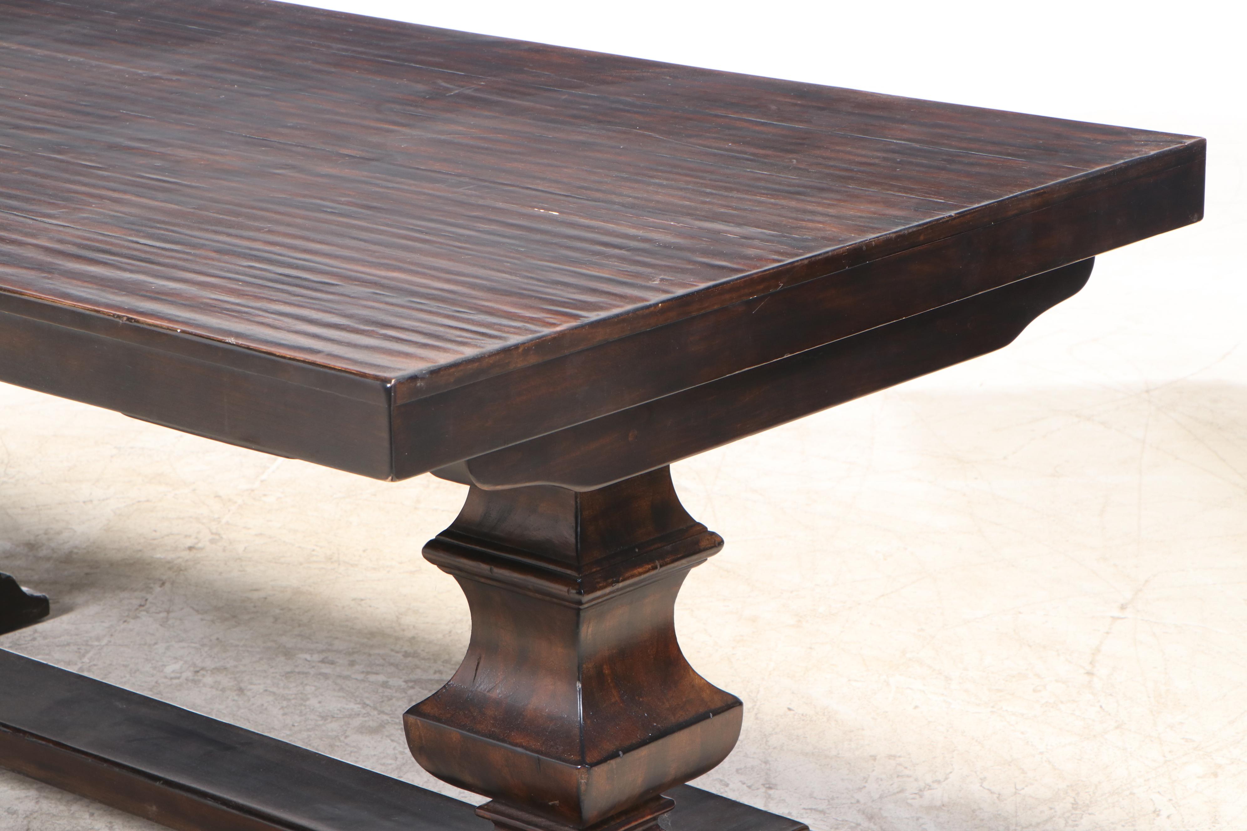 Pottery Barn "Banks" Extending Dining Table Plus Two "Toscana" Benches